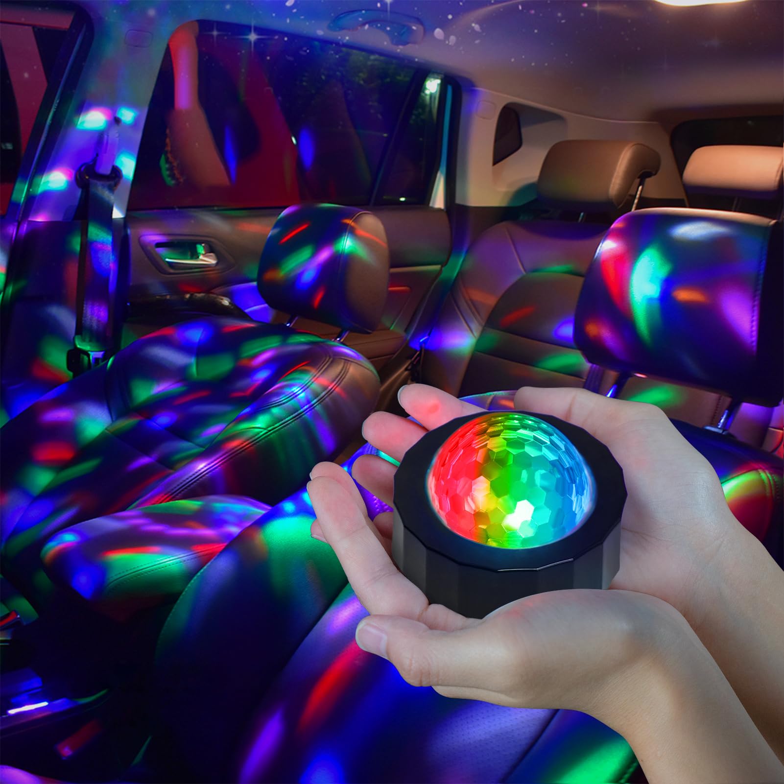Car Disco Ball For Car Disco Light Rechargeable Battery Mini Disco Ball For Car Music Sound Activated Multicolor Car Disco Light