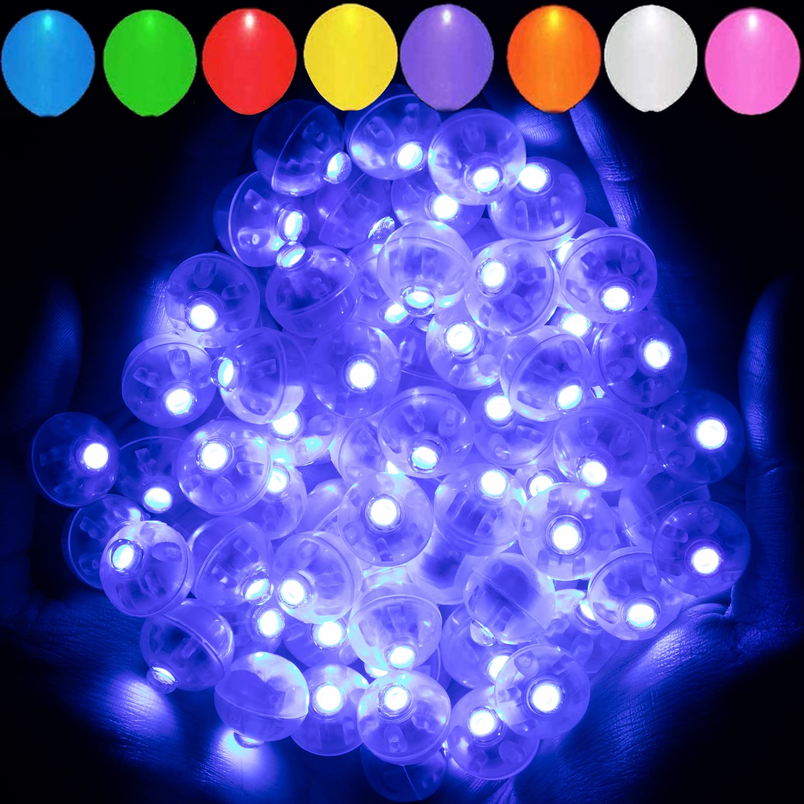 Aogist 50Pcs Blue Balloon Lights,Long Standby Time Waterproof Mini Light,Battery Powered,Round Led Ball Lamp For Latex Balloon P
