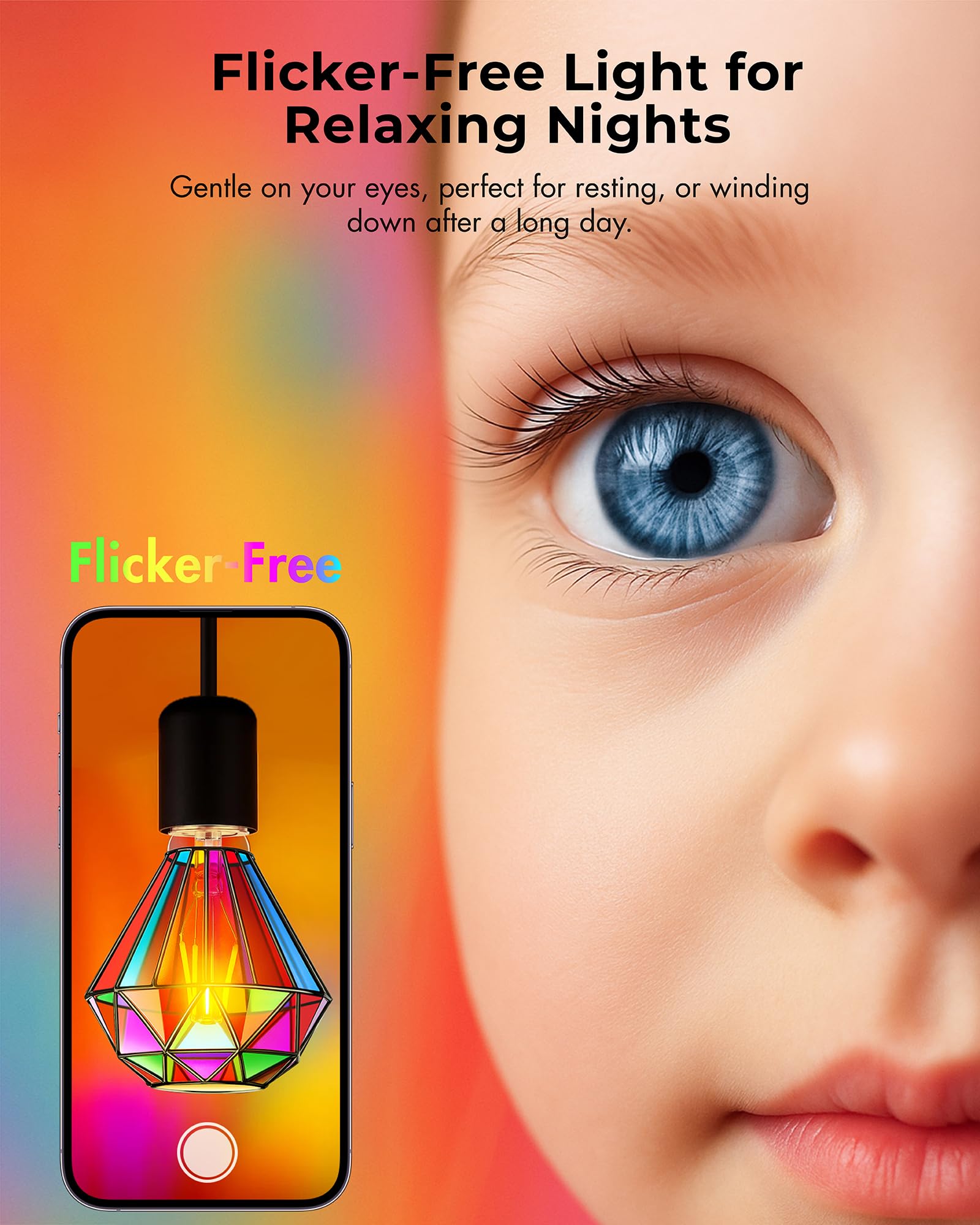 Eternyx Dimmable LED Stained Glass Light Bulb, G95 Model, 3.5W, Hand-discomfort-reducingted, Multicolor for Indoor and Decorative Use