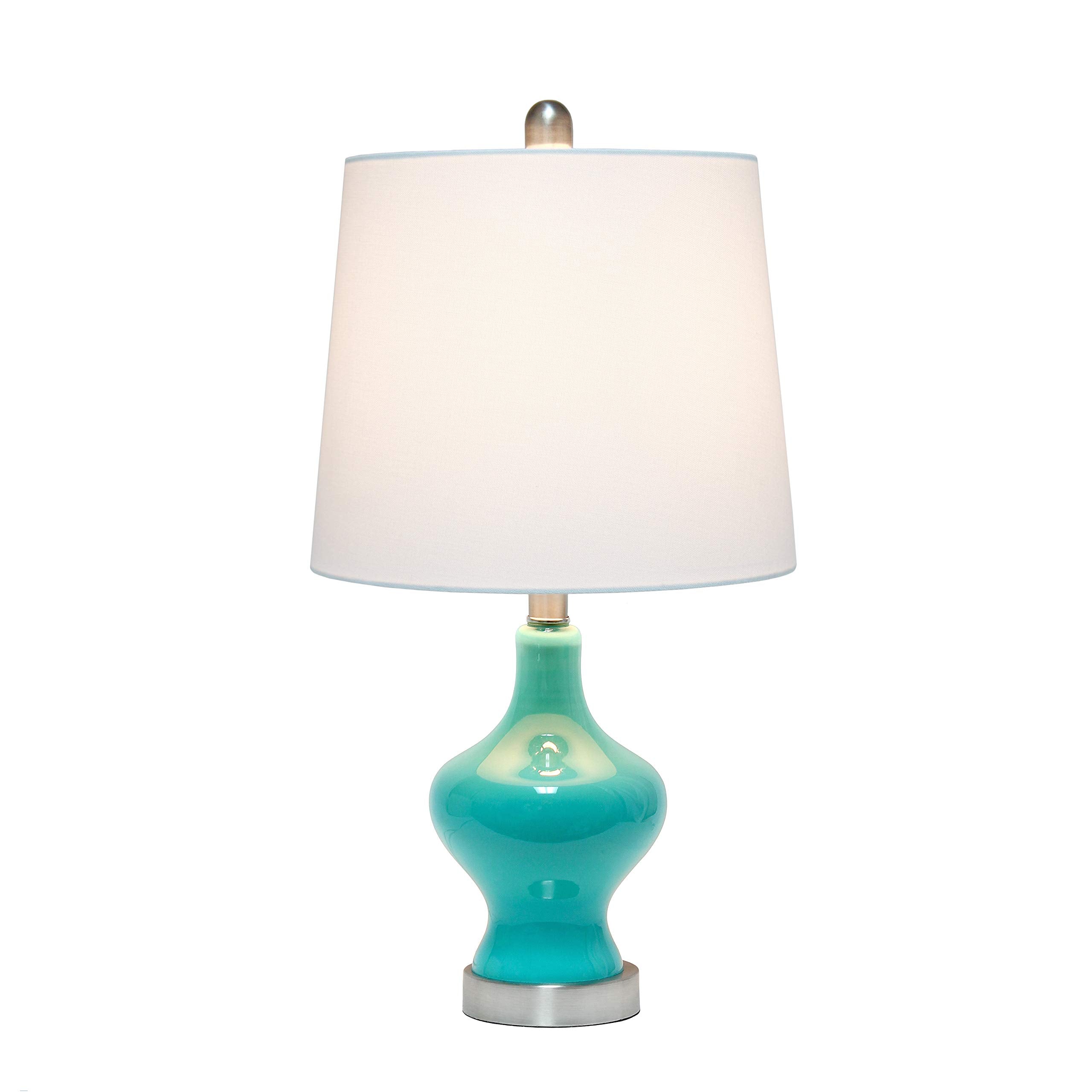 Elegant Designs LT3317-TEL Glass Table Lamp, Gourd Shape, Teal