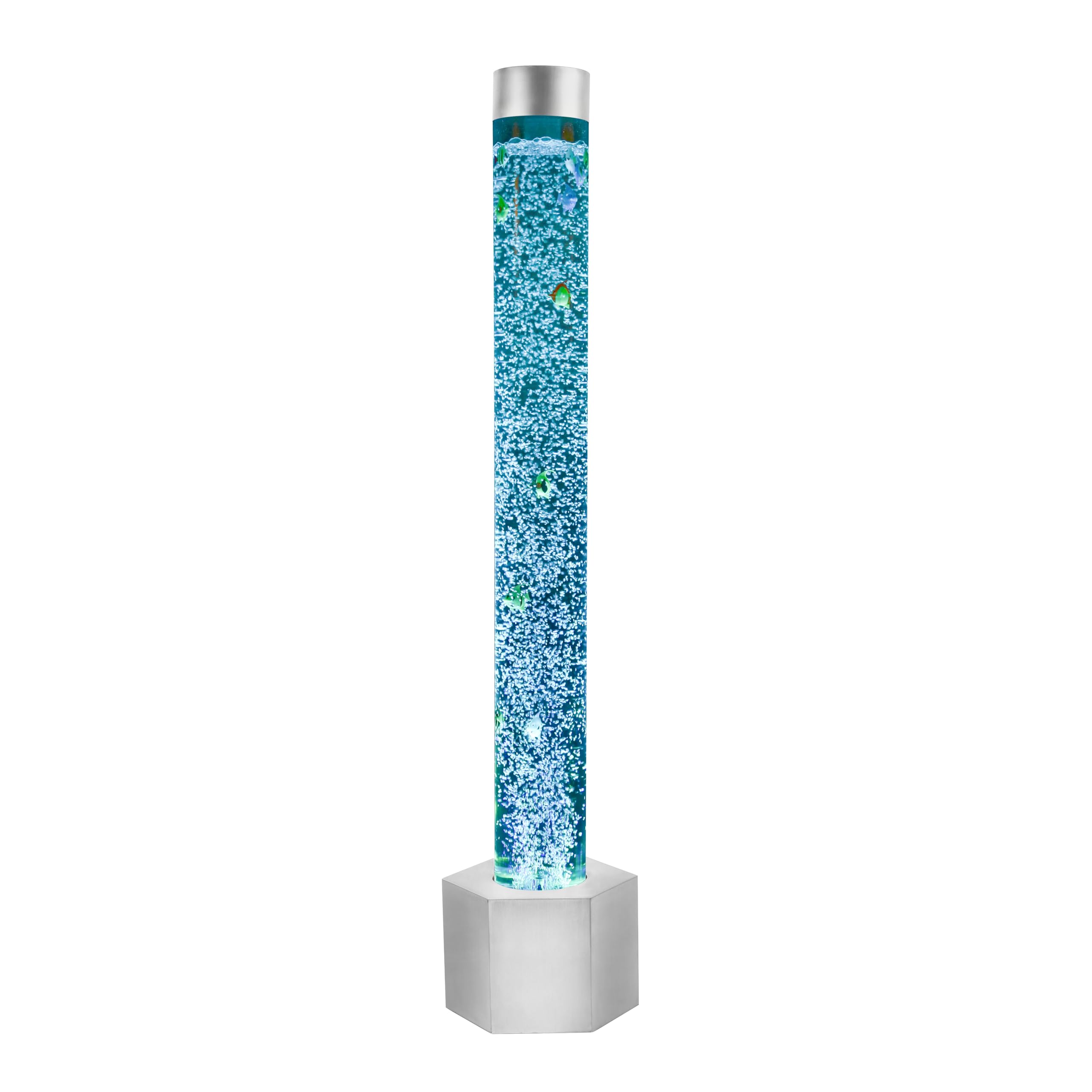 Special Supplies Sensory Bubble Tube with 16 LED Color Changing Lights, 5 ft Floor Lamp, Stainless Steel Base, Includes 12 Fish