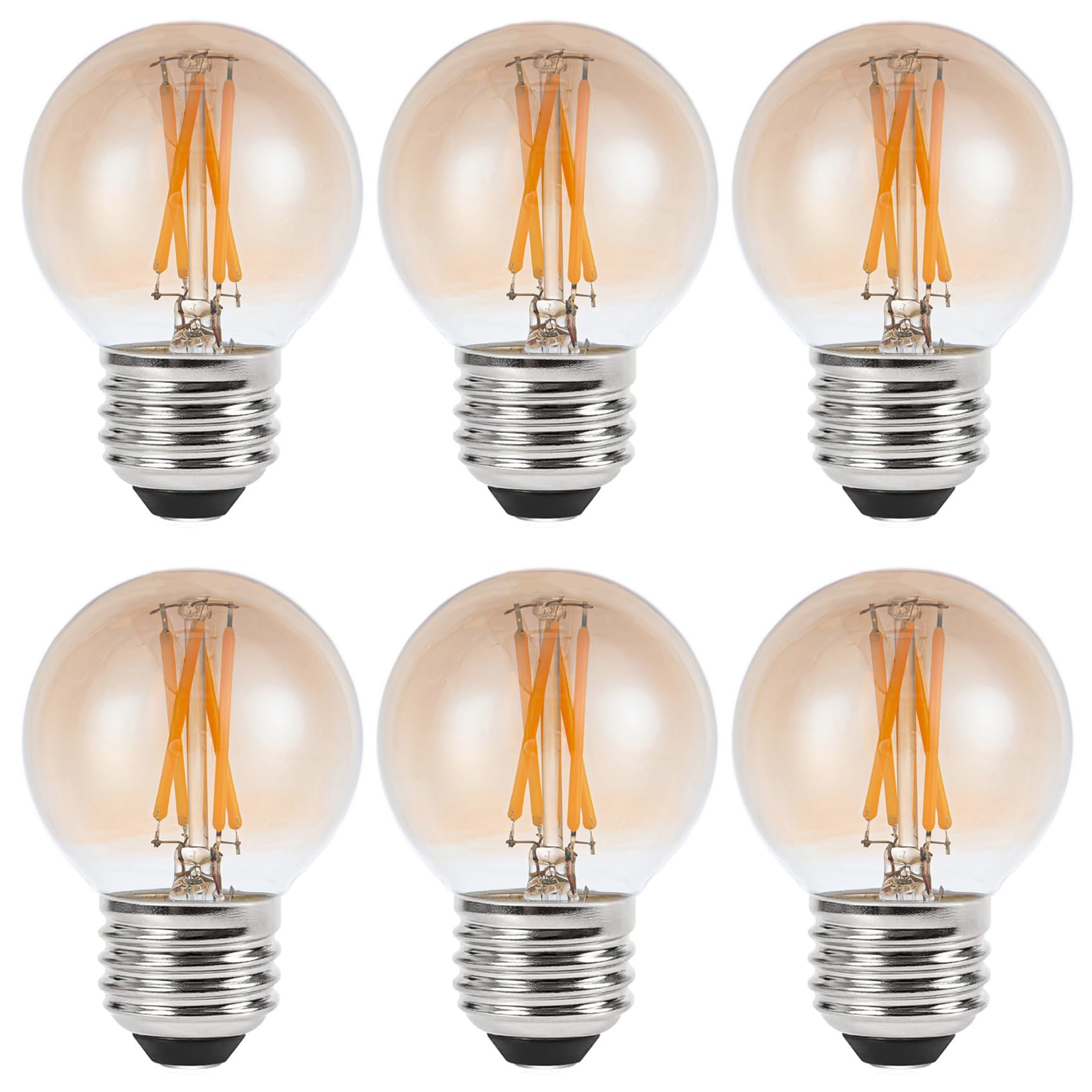 Sunaiony Amber Light Bulbs 40 Watt Equivalent Vintage Light Bulbs Warm White 2700K, E26 Led Bulb G16.5 Globe Dimmable Amber Ligh
