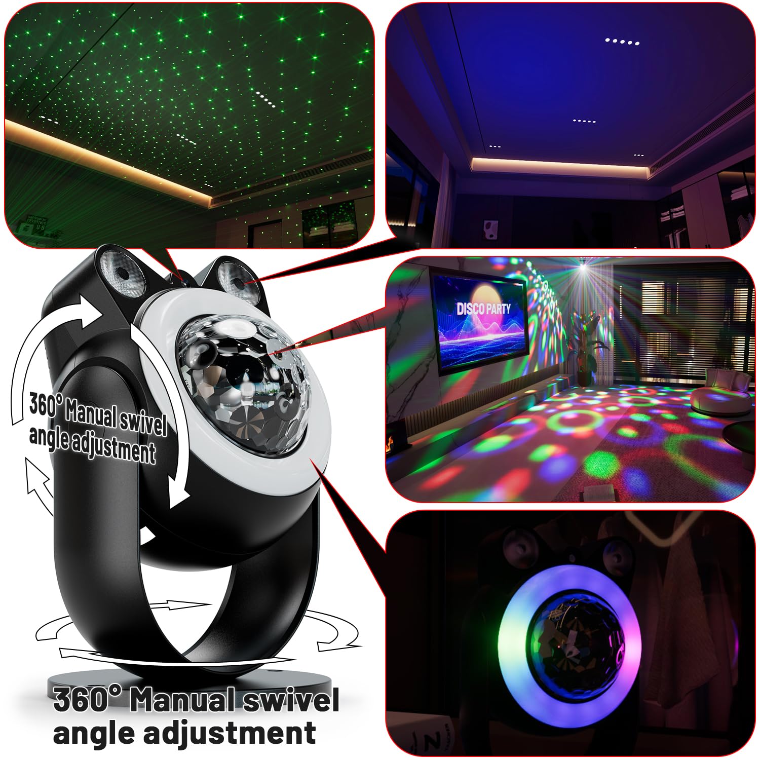 Party Lights Dj Disco Light Disco Ball Lights With Star Projector Sound Activated Strobe For Parties, Bar, Birthday, Wedding, Dj