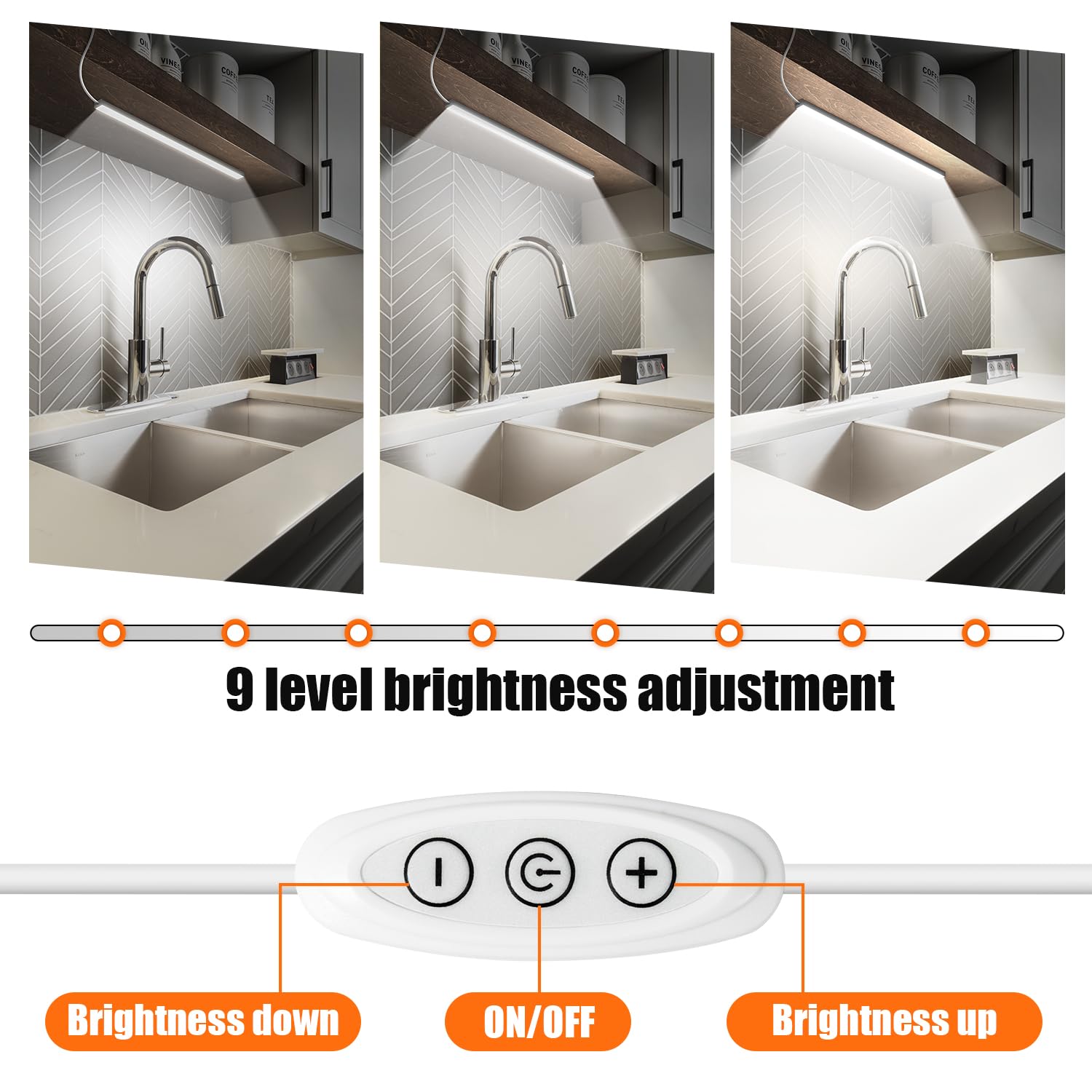 GLVSAE LED Under Cabinet Lighting Bar, 12 Inch, Dimmable, Ultra Thin, 6000K Cool White, Aluminum, Ideal for Kitchen/Desk/Closet