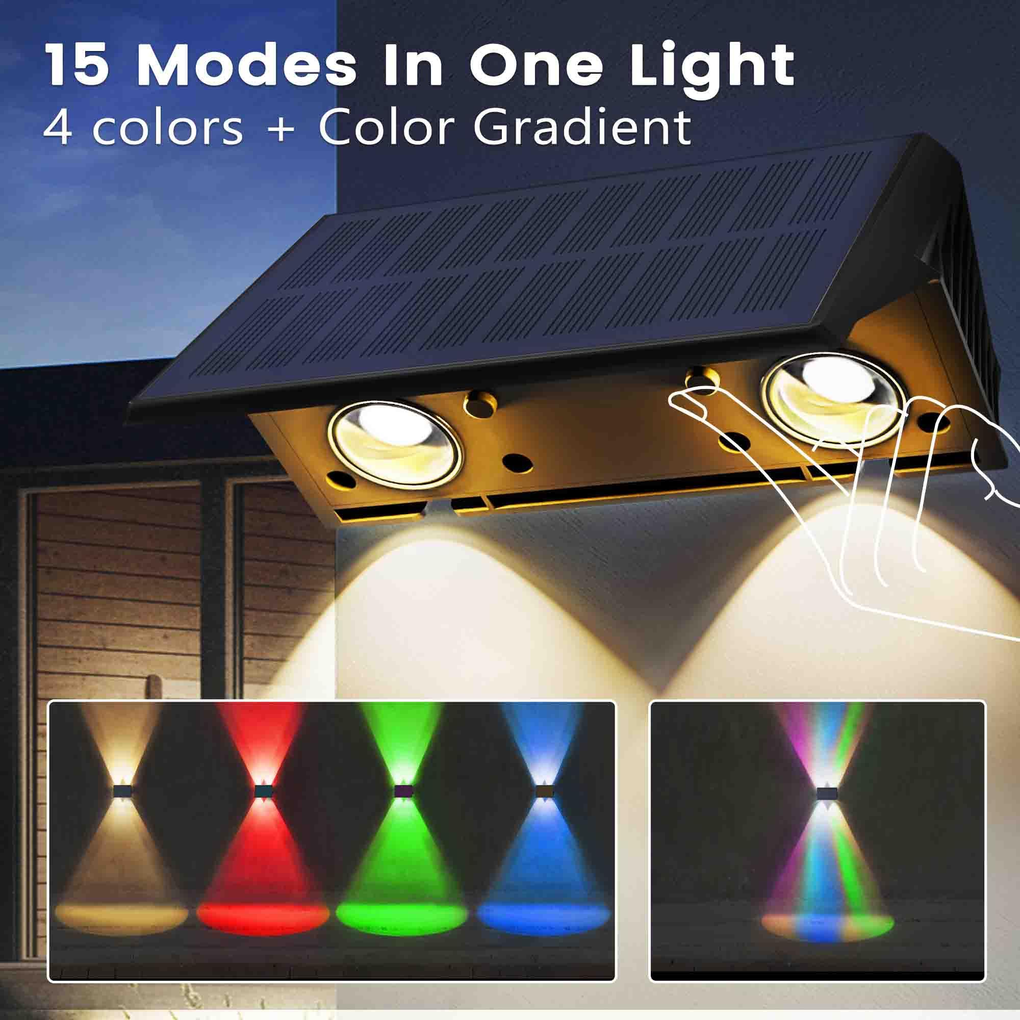 IIRARA Solar Fence Lights, IP67 Waterproof, 100LM Bright, 4-Pack, White & RGB, Model SWL02