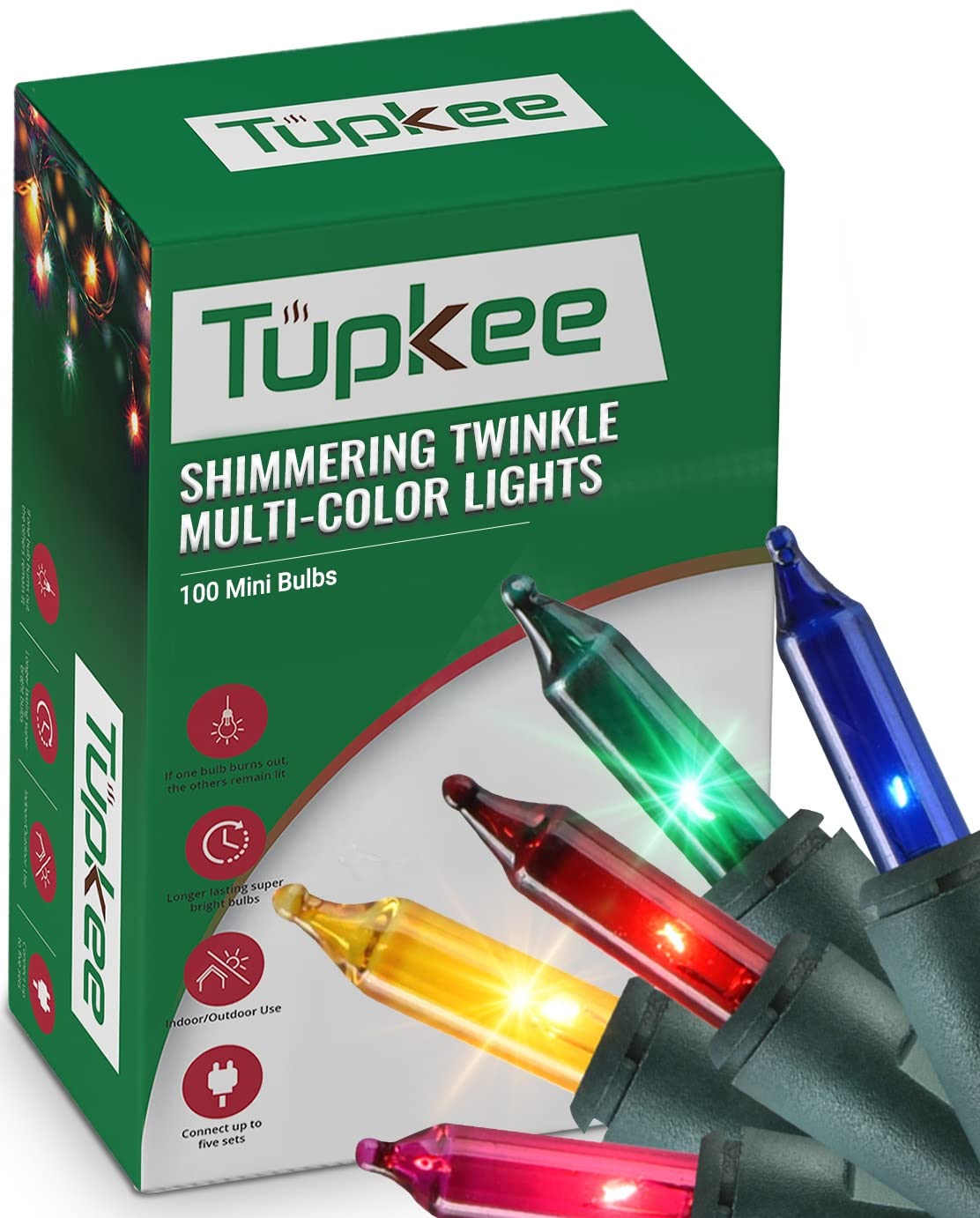 Christmas Random Shimmering Twinkle Lights - 12 Of 100 Lights Twinkle, Indoor Outdoor, 20.5 Feet Light String, 100 Multi-Color Bulbs - Christmas Tree Holiday Decor Sparkling Twinkling Christmas Lights