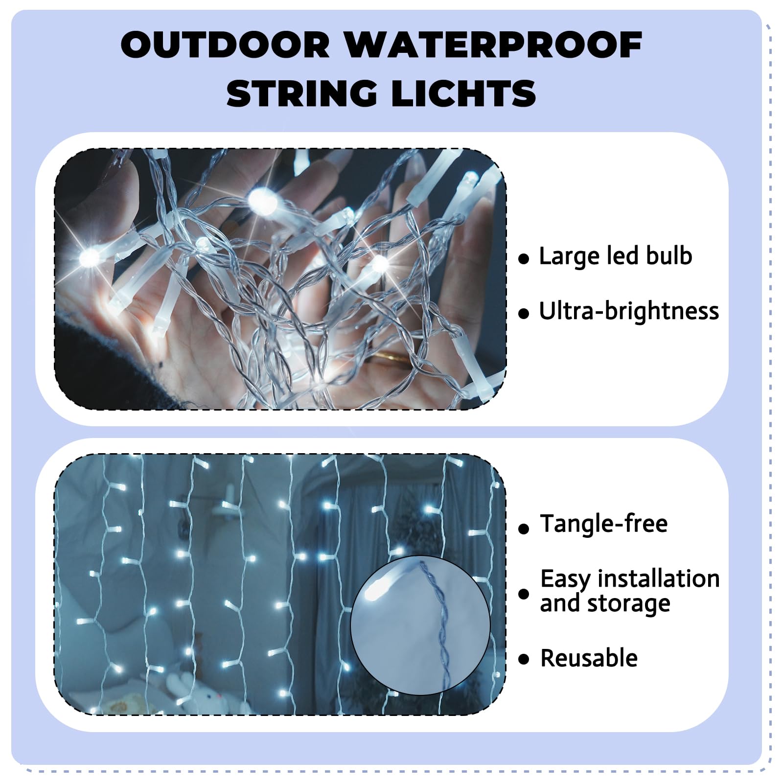 Sinamer Curtain Light For Bedroom, 200Led 6.6X6.6Ft White Window Wall Hanging Fairy Curtain String Light, 8 Modes Remote Fairy String Lights Indoor For Wedding Party Home Garden Decorations