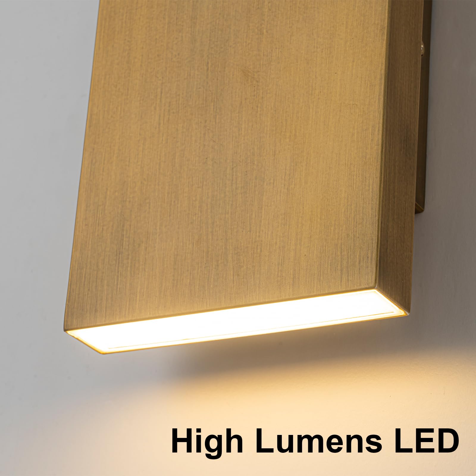 Zicbol LED Outdoor Wall Light Fixture, 10" Handmade Gold, Rectangular, Metal, Model HY058-01, 3000K/4500K/6000K for Patio and