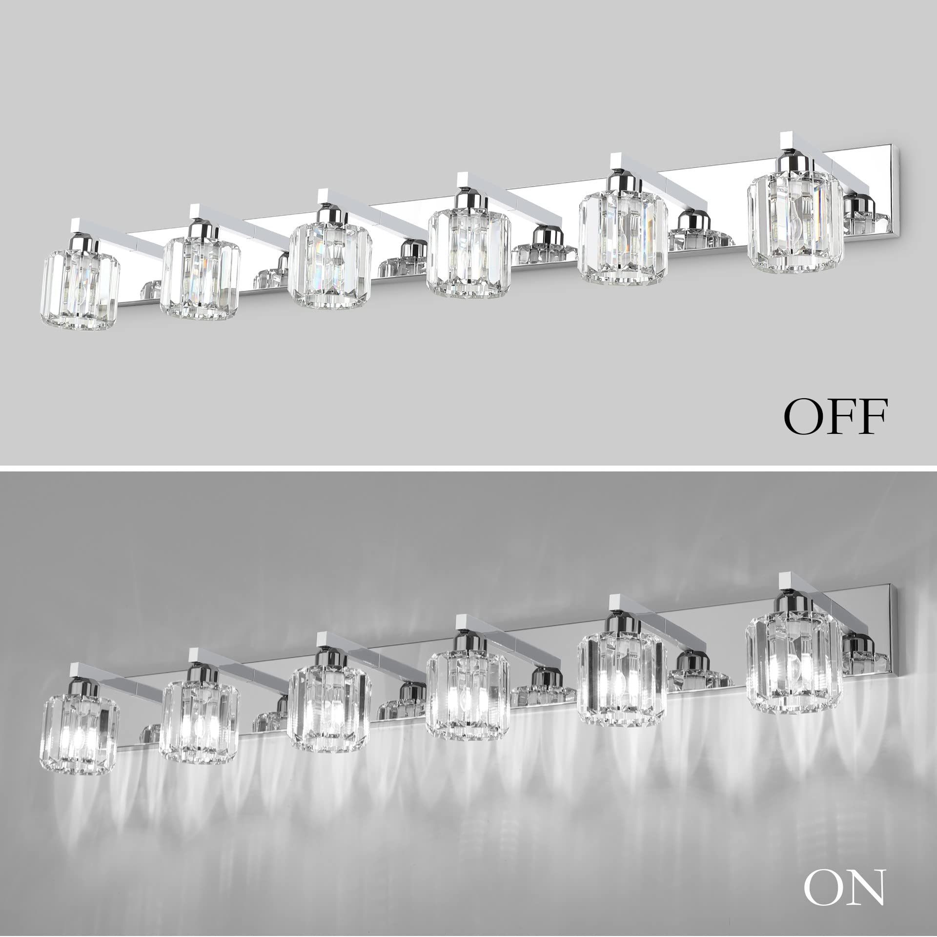 Aipsun Bathroom Vanity Light 6 Lights Chrome Aluminum 49 inch Model 8460
