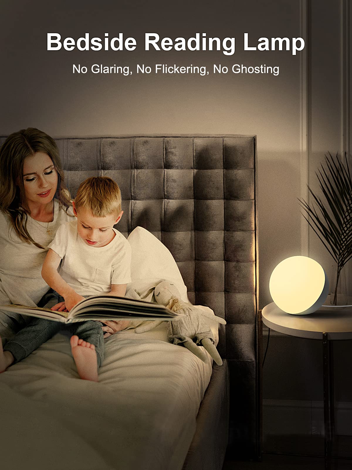 EASEMO Touch Lamp - RGB Color Changing Bedside Lamp, Dimmable LED Table Lamp, White, Model b19772bd-7c87-4646-afb2-755505277