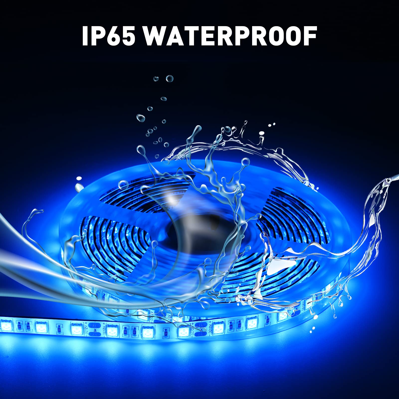 JUIOHAKY Marine LED Strip Lights 12V Waterproof 50ft for Pontoon, Kayak, Jon Boat - Blue