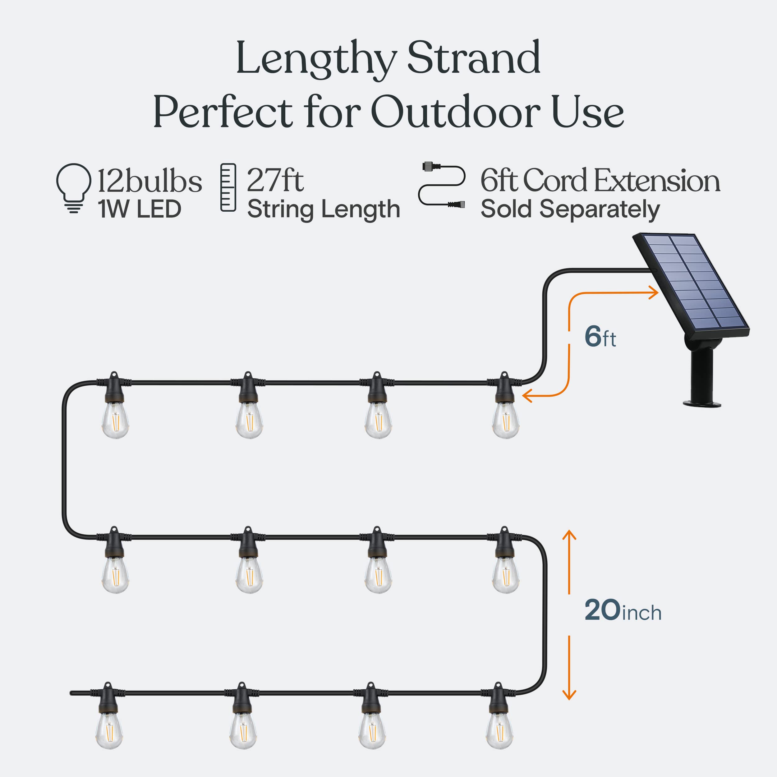 Brightech Ambience Pro Solar Powered Outdoor String Lights, 27Ft Remote Control Commercial Grade Waterproof Patio Lights, 12 Edi