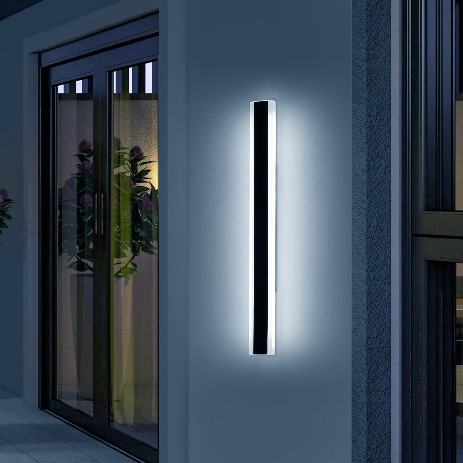 Daoseolo 39inch Outdoor Wall Sconces, Dimmable 3 Color IP65 Waterproof, Iron, Model TC-FTBD-1112