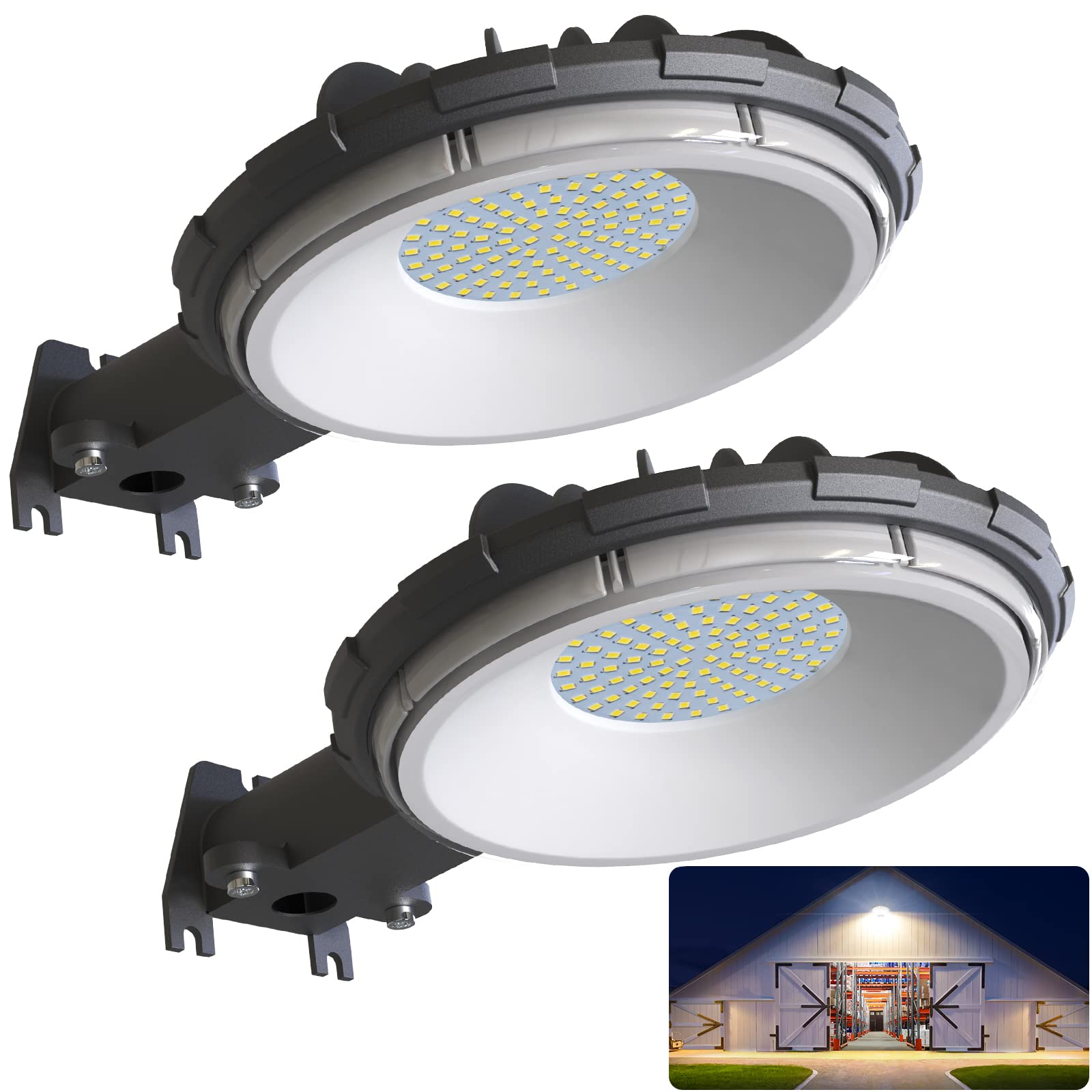 Deerdance 80W Led Barn Light Outdoor, Dusk To Dawn, 10000Lm, Ip65 Waterproof, 2-Pack