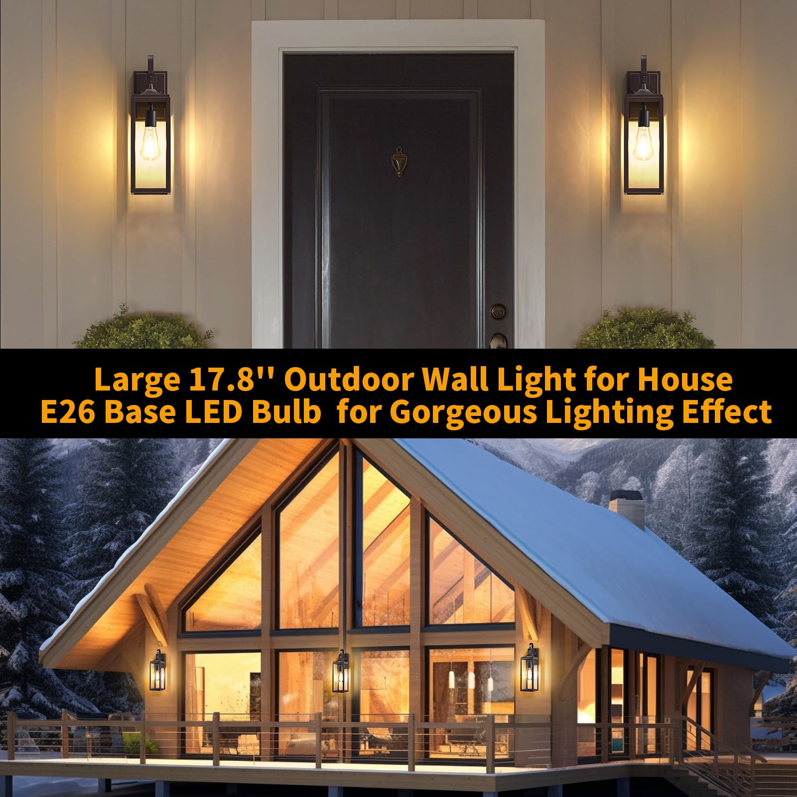 18 Large Outdoor Wall Lights 2 Packs  Modern Brown Exterior Lighting Fixtures  Waterproof Outdoor Sconces Porch Light For House Wall Mount  Farmhouse Wall Lanterns For Front Door  Garage
