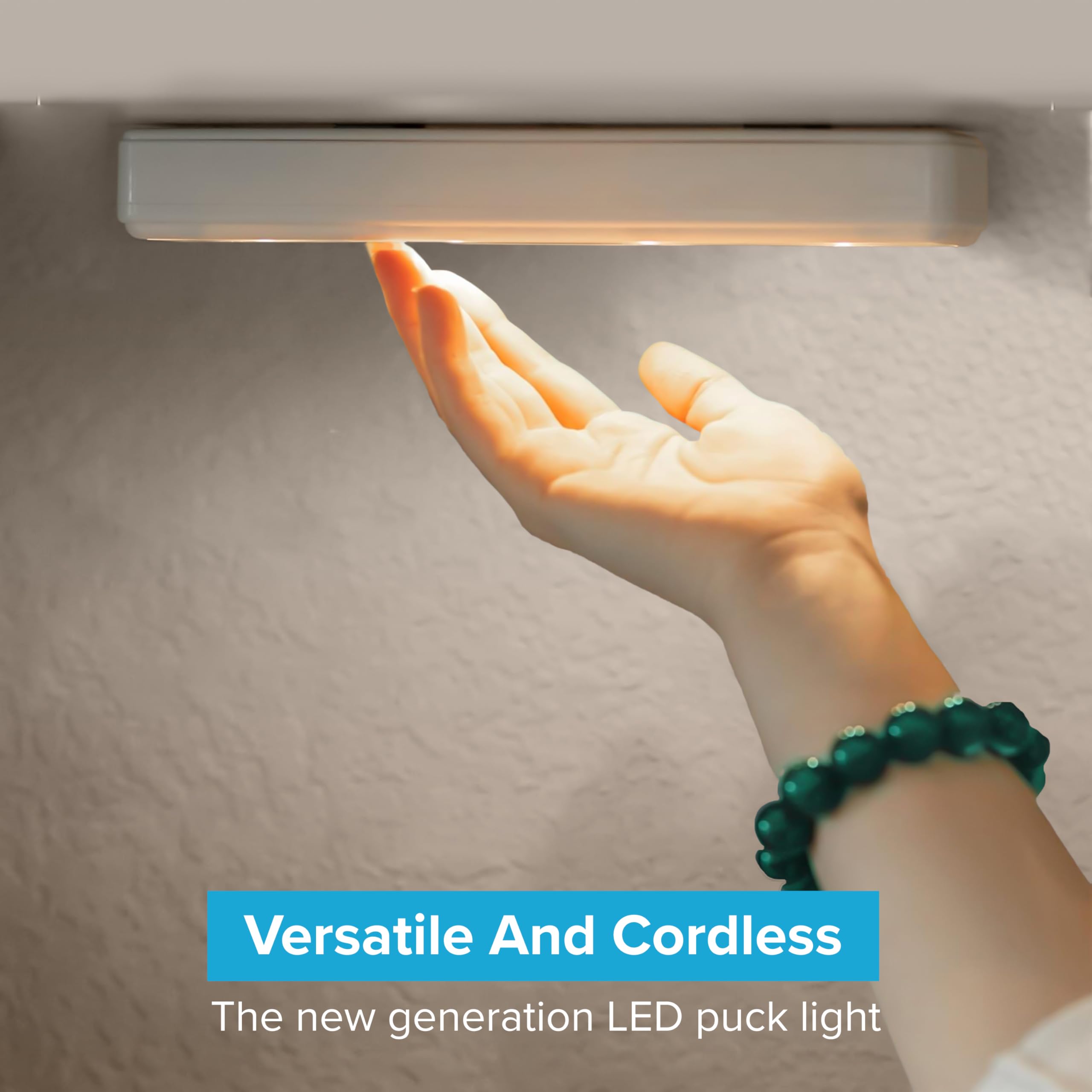 Brilliant Evolution Wireless LED Under Counter Lights, 4-Pack, 3000K Warm White, Battery Operated, Model BRRC120IR4, Stick On Fixtures