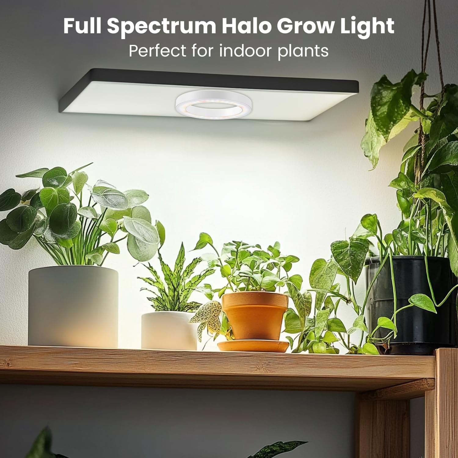 Kullsinss 6.3 Full Spectrum Grow Light for Indoor Plants, 84 LEDs, Timer, 3 Modes, 5 Brightness Levels, Under Cabinet Halo Light