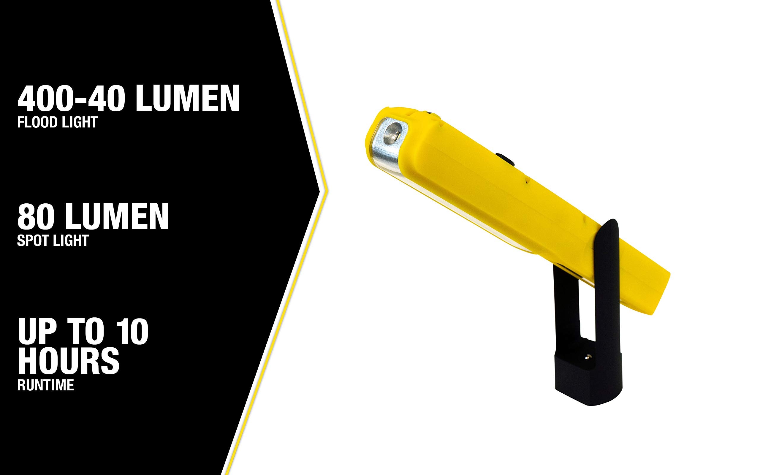 Yellow Jacket 400 Lumen Led Rechargeable Handheld Task Light With Magnetic Base And Hang Hook