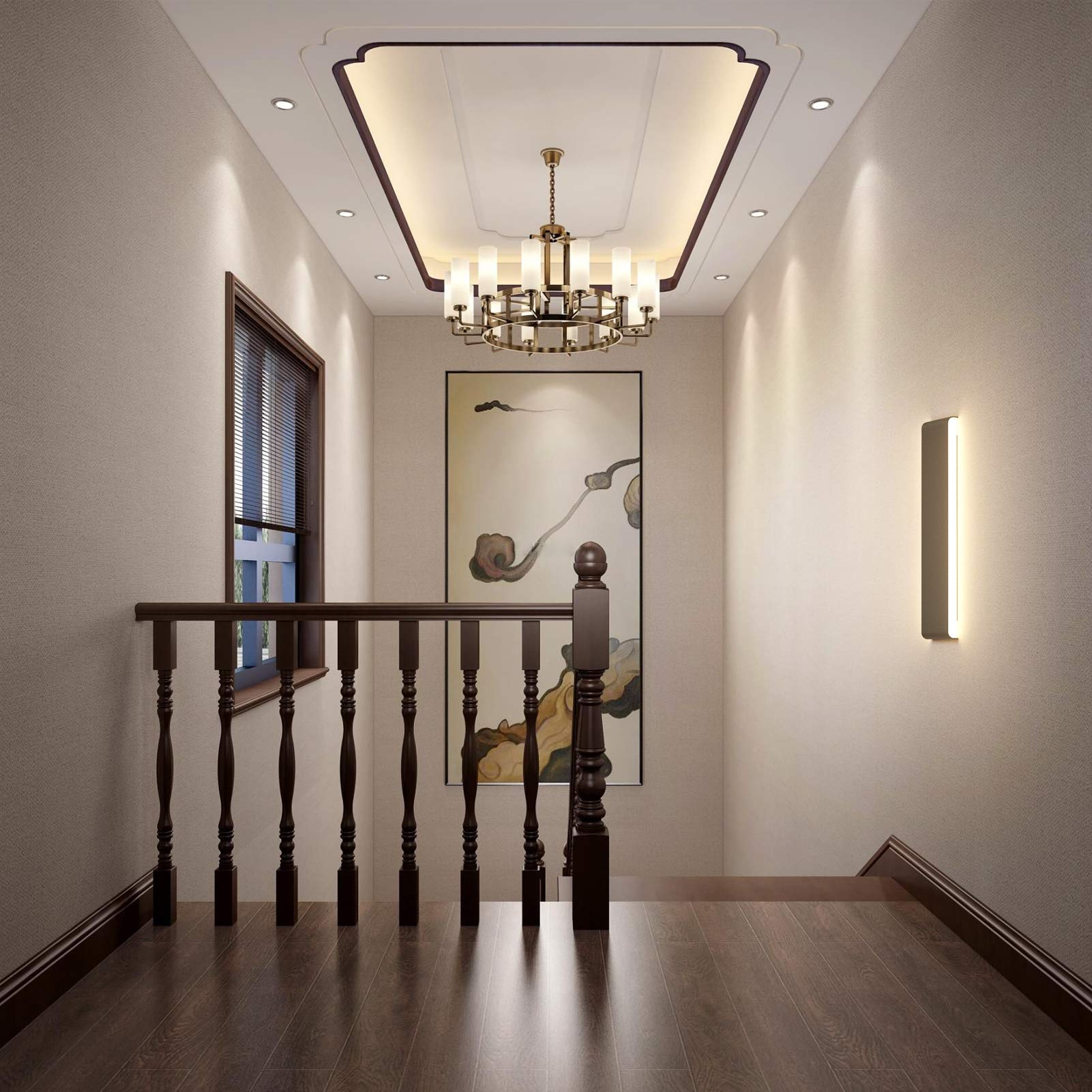 Aipsun 20W LED Wall Sconce, 24" Rectangular Black Indoor Light, Warm White 3000K, Aluminum, Model Ca-A065-61-BL-3000K