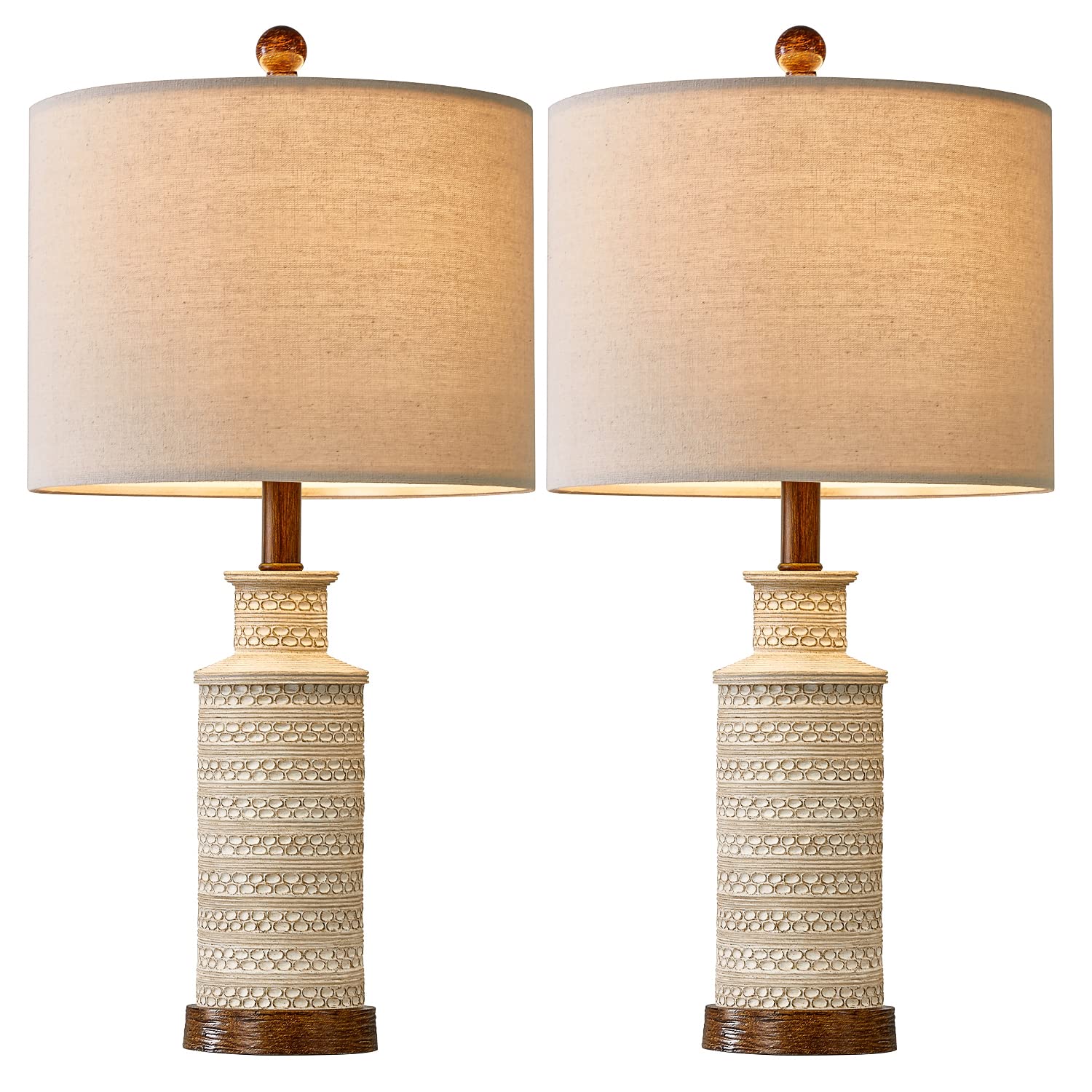 Bobomomo 24'' Farmhouse Table Lamp Set Of 2 For Bedroom Living Room Vintage Rustic Traditional Nightstand Bedside Lamps