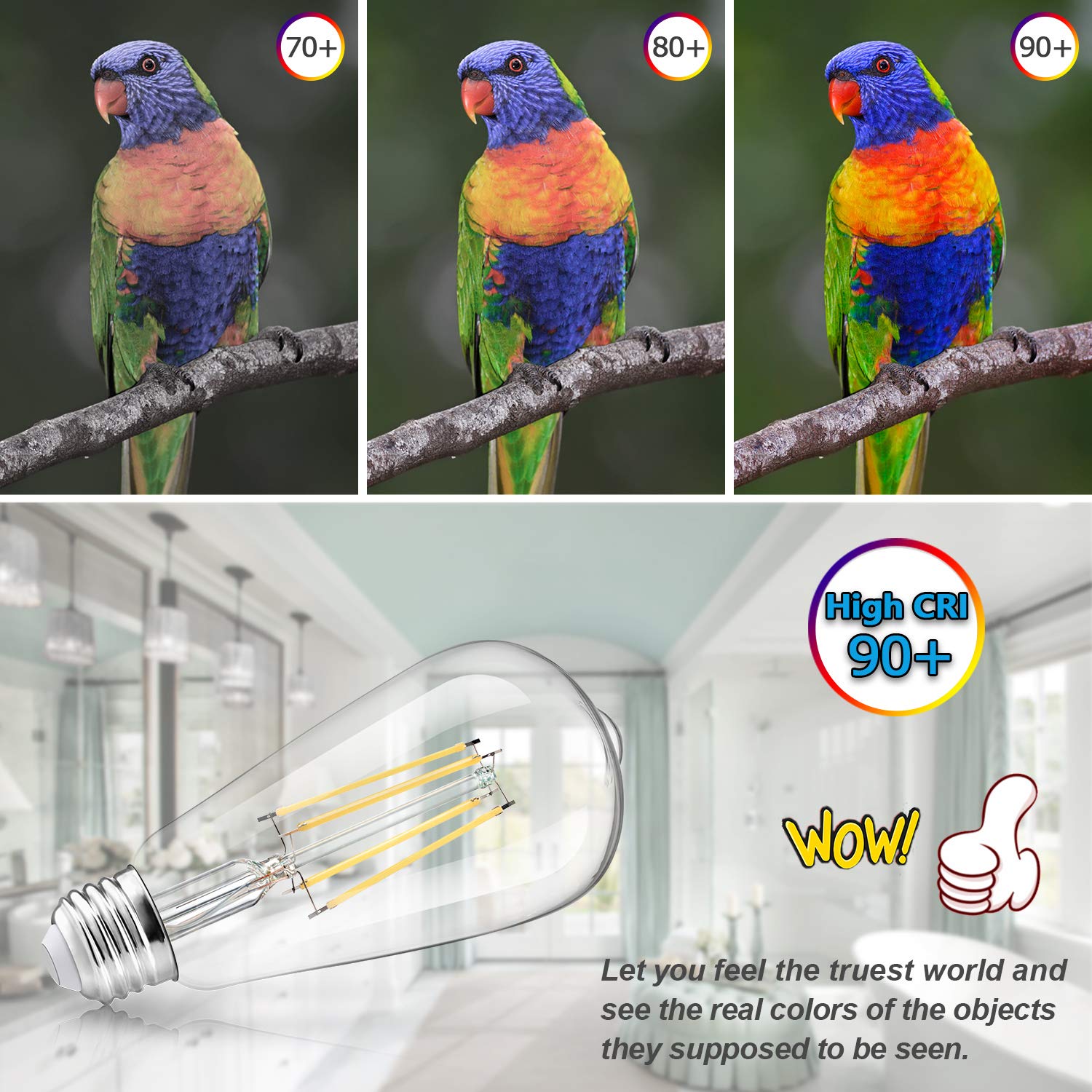 Tobusa Vintage Led Dimmable Edison Bulbs 8W 1200 Lumens 5000K Daylight White,