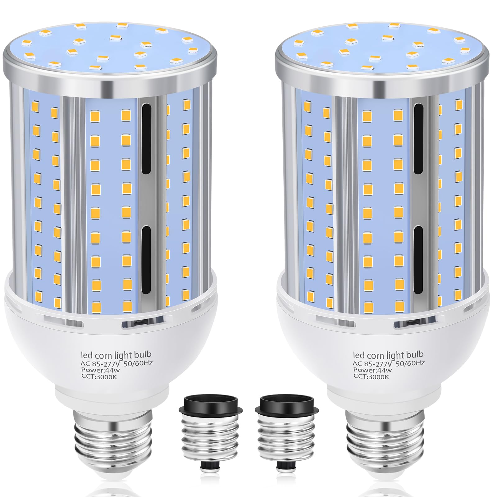 44W Led Corn Light Bulb(2 Pack),Fanless,(390 Watt Equivalent) E26/E39 Medium/Large Mogul Base Led Cob Lamp 3000K Warm White 5,90