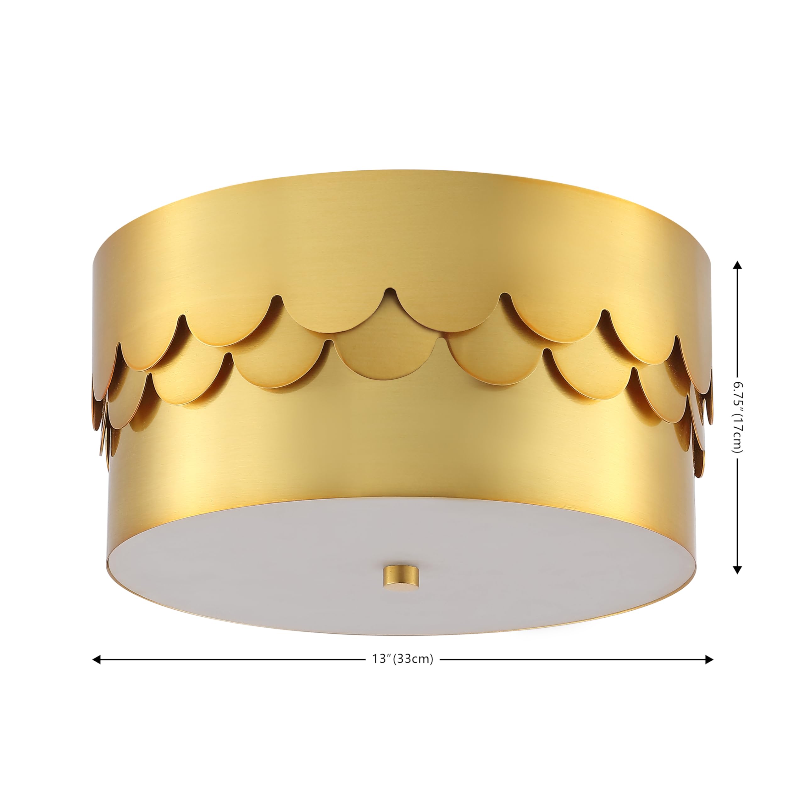 Safavieh Lighting Collection Jimena Brass Gold 3-Light 13-Inch Drum Flush Mount (Led Bulbs Included)