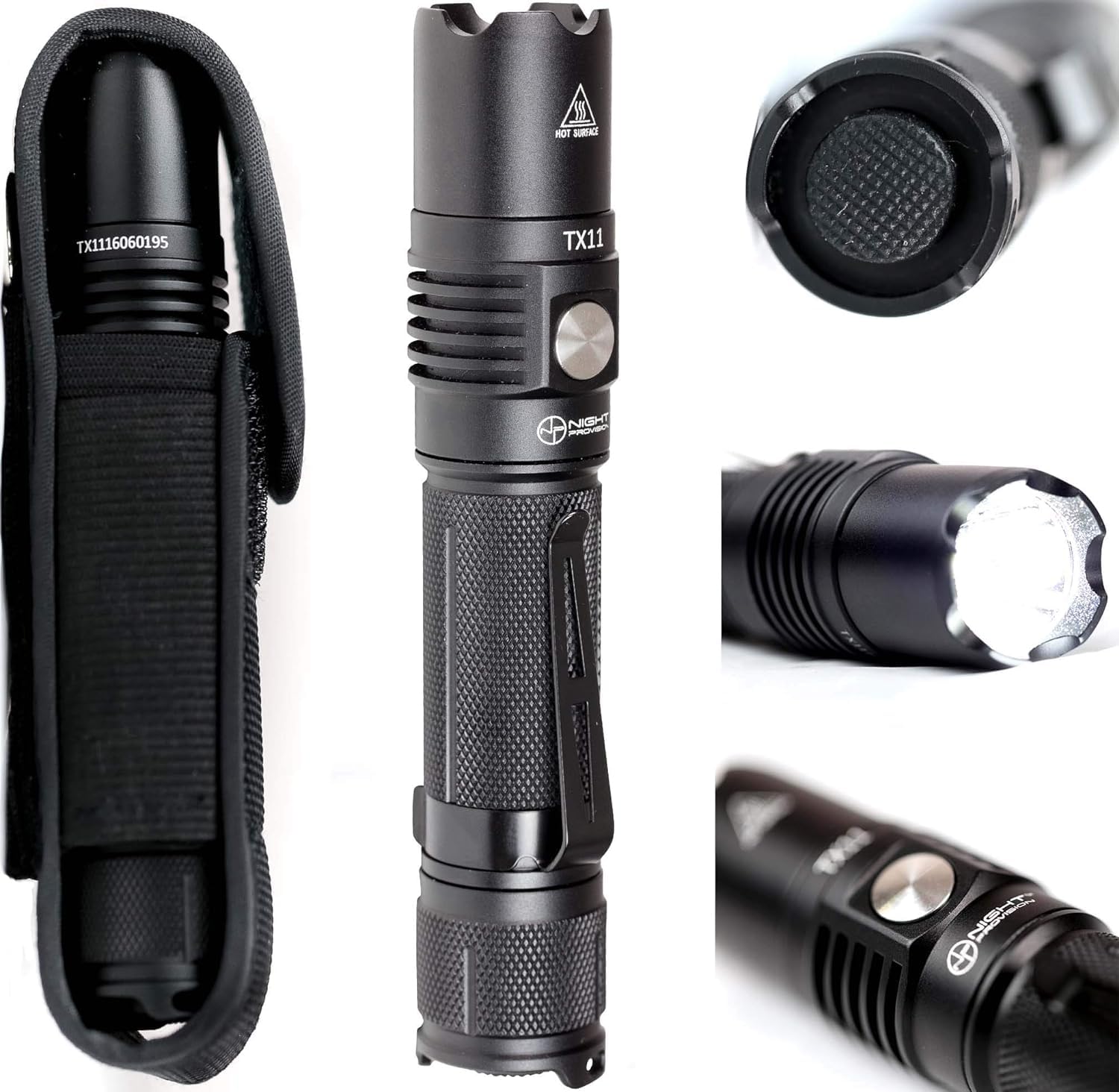 Np Night Provision Tx11 Tactical Flashlight With Duty Belt Holster Luminus 1600 Lumens Led For Police Security Military Grade Br