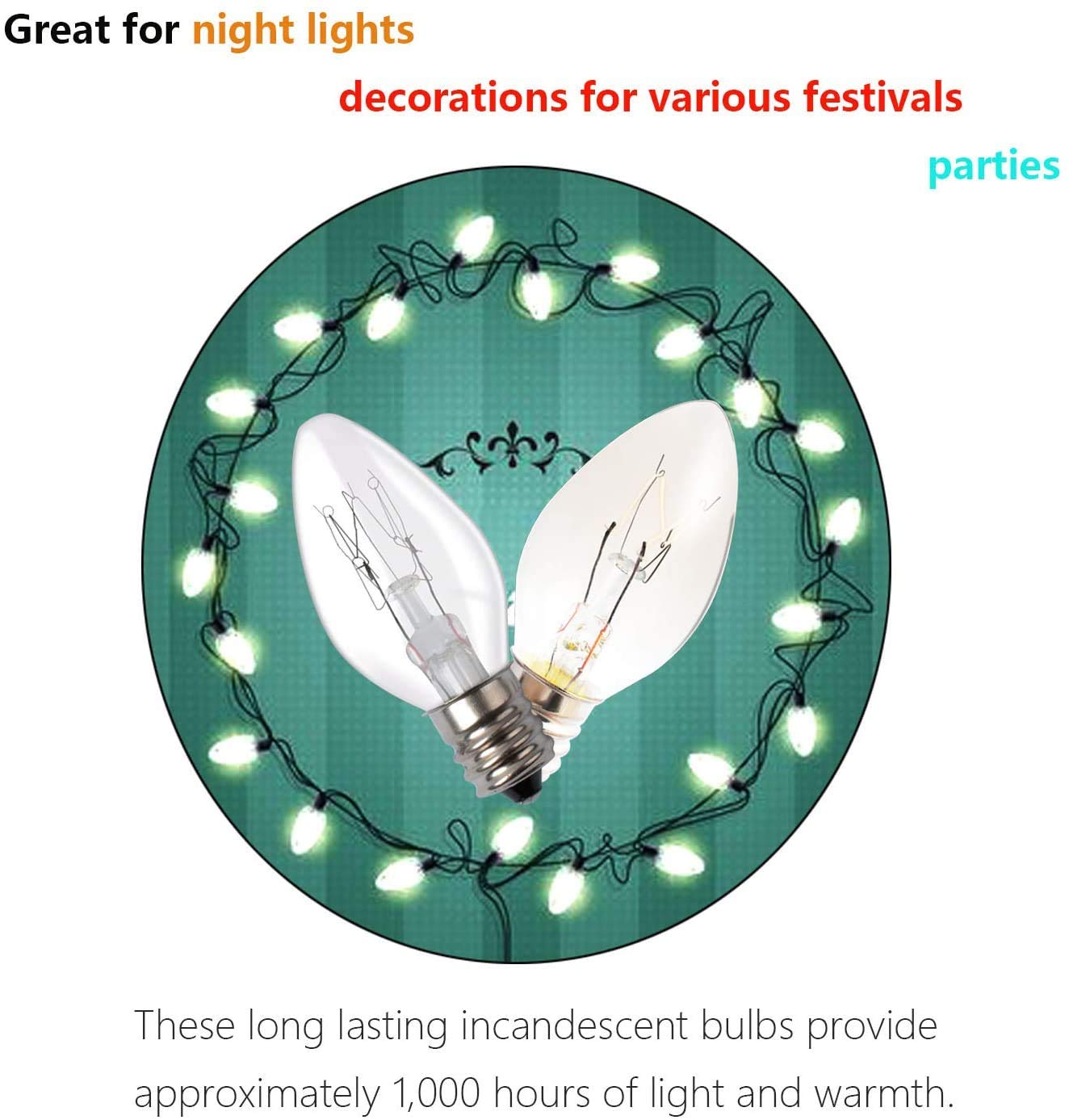 15 Watt Salt Lamp Bulbs For Himalayan, 10 Pack Scentsy Night Light Bulbs E12 Base C7 Replacement Bulbs For Salt Lamps, Scentsy Warmer Wax Diffuser, Candle Warmers