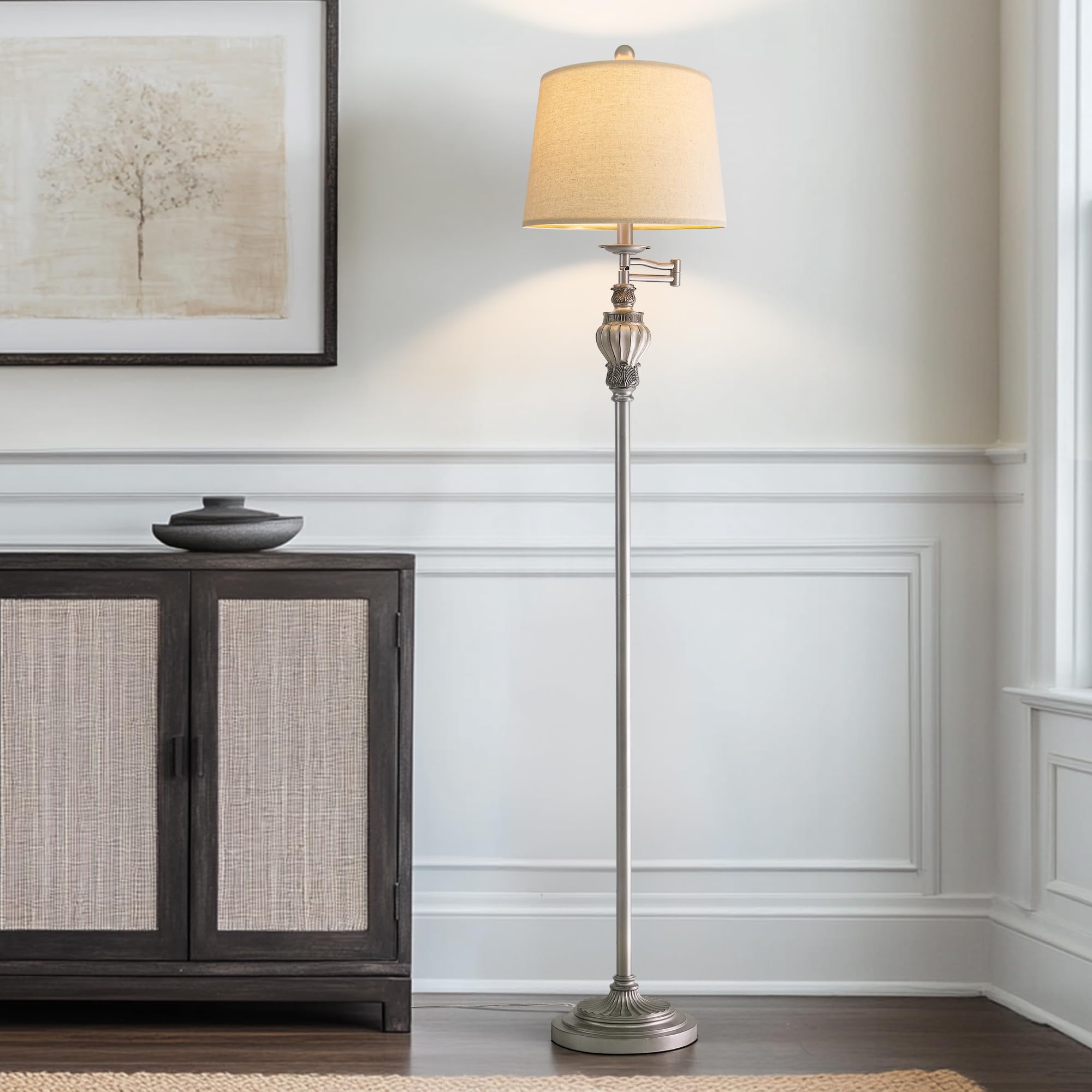 G-Safava 61  Vintage Floor Lamp With 350?Adjustable Swing Arm  Tall Lamp Standing Lamp For Living Room Bedside Bedroom Nightstand Retro Farmhouse Mid Century Lamp Light Home D?Or Office Gifts