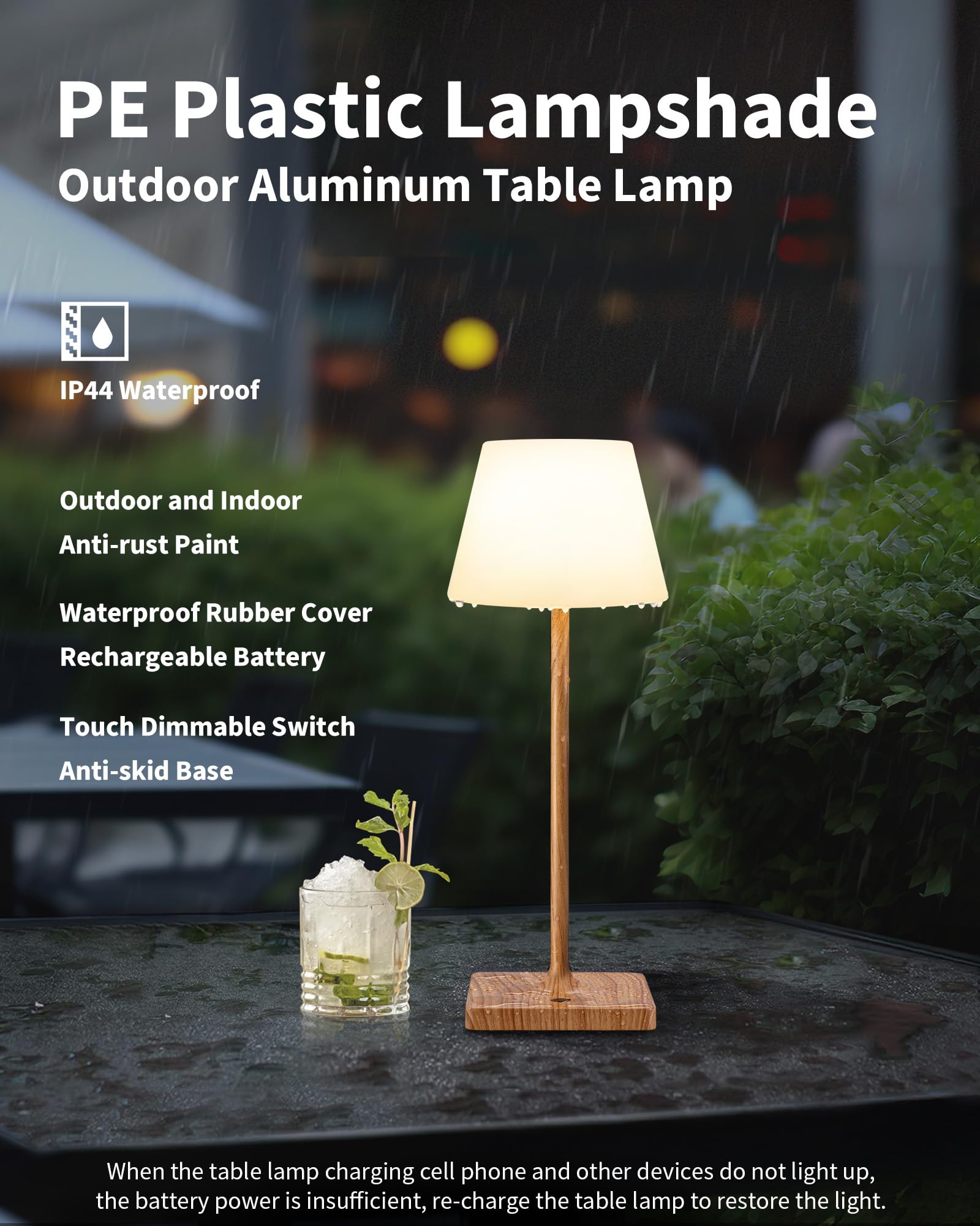 Newsee Led Cordless Table Lamp, 4000Mah Portable Rechargeable Battery Powered Dimmable Outdoor Waterproof Table Light, Touch Nig