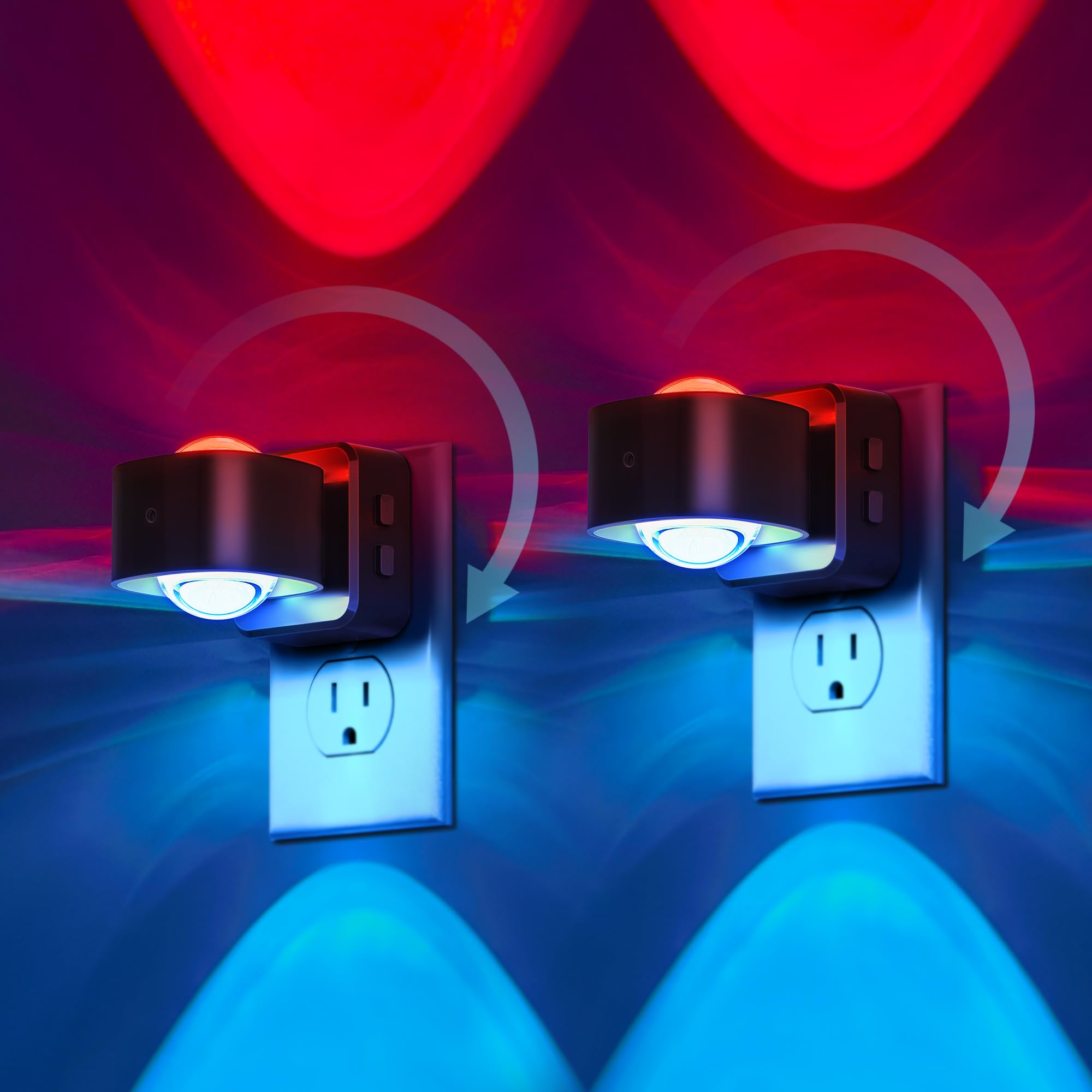 Briignite Night Light Projector  Rgb Color Changing Night Light For Kids  180?Rotating Night Lights Plug Into Wall  Dusk To Dawn Sensor  Rgb Ambient Lighting For Gaming Room Bathroom Gifts  2 Pack