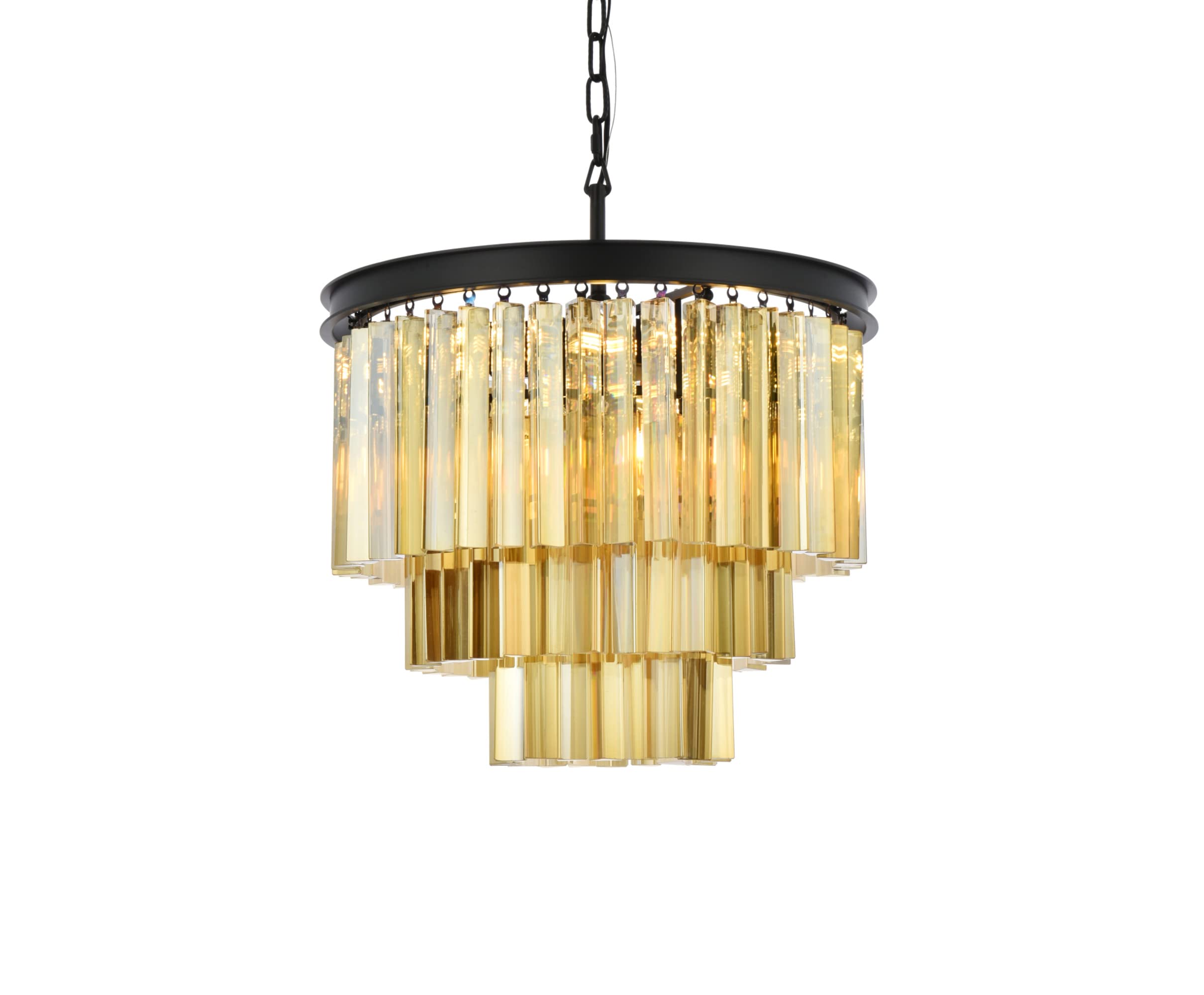 Elegant Lighting Sydney Collection 1201D20MB-GT/RC 9-Light Pendant Lamp with Royal Cut Golden Teak Crystals, Mocha Brown Finish