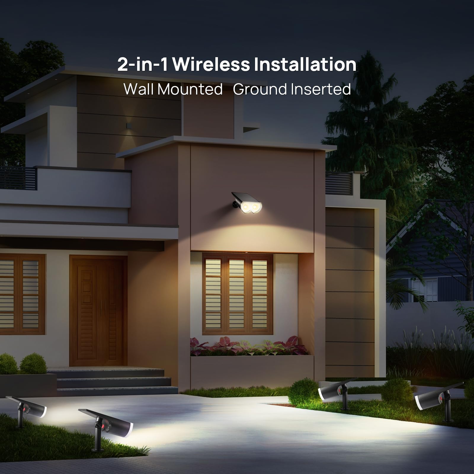 Solar Spot Lights Outdoor, Consciot 16 Leds Ip67 Waterproof Solar Outdoor Lights, Auto On/Off Solar Landscape Spotlights, 2-In-1