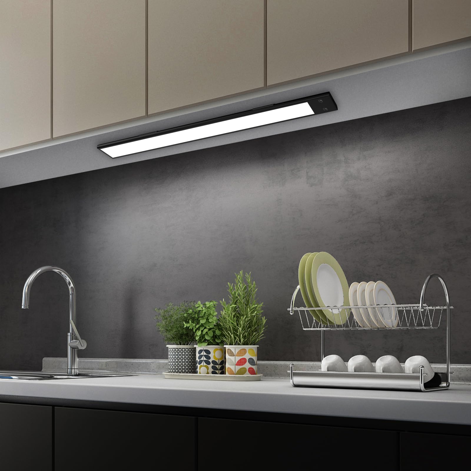 Kitloo Led Under Cabinet Lights, Color Changing Rechargeable Rgb Lighting With Remote Control