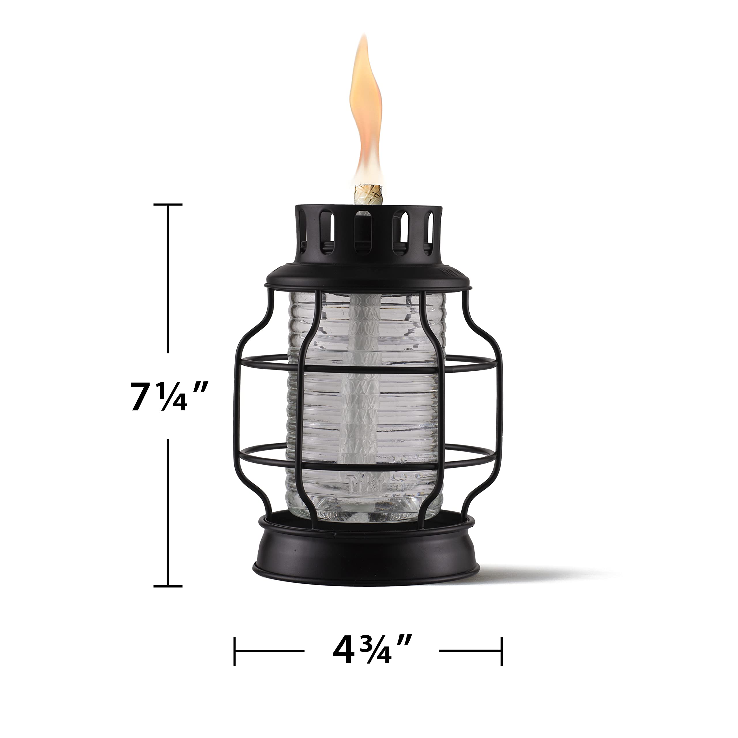 TIKI Brand Tabletop Metal Torch Lanterns, 2-Pack, Fiberglass Wick, Snuffer, Black, Model 1121120
