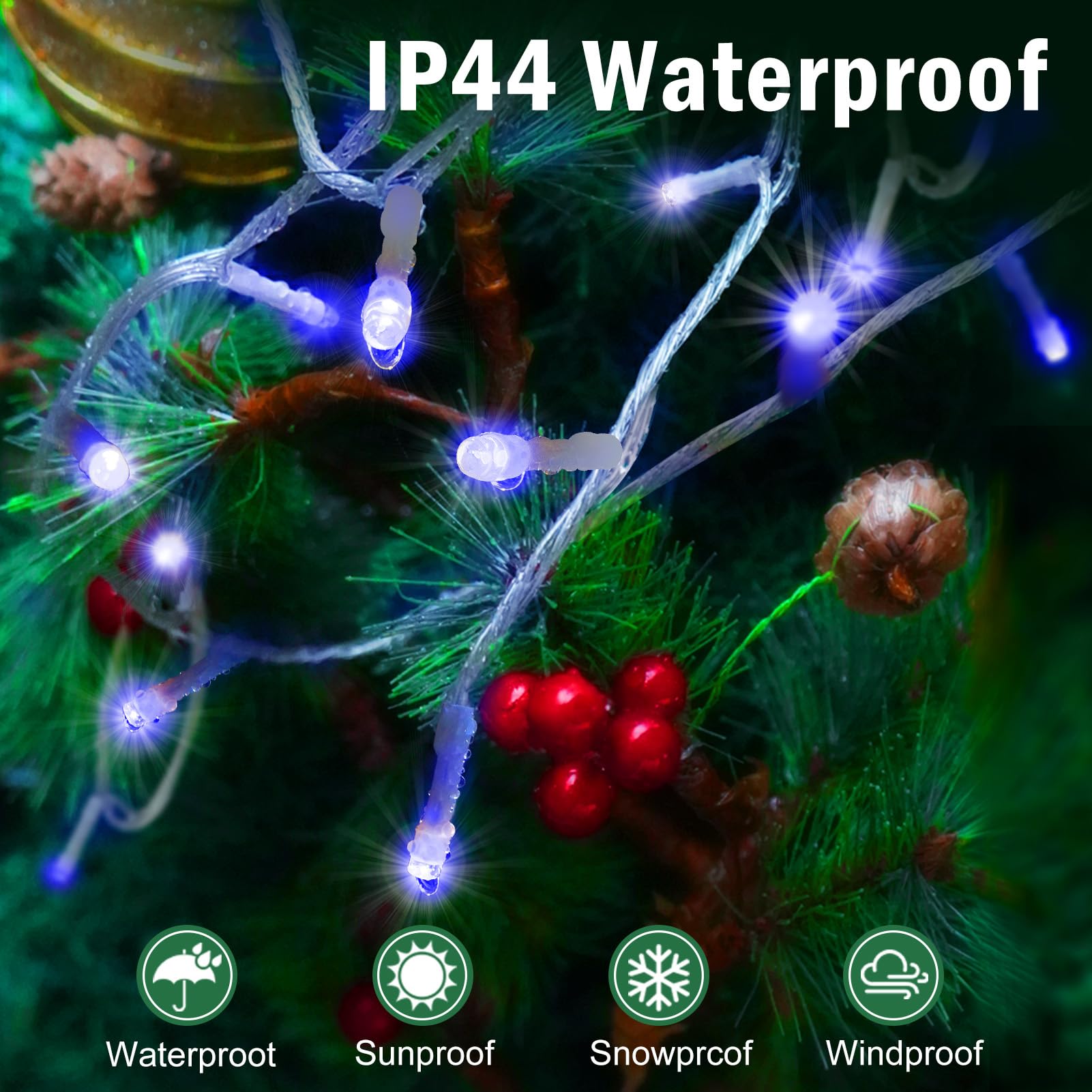 Sauirs 403Ft 1000 Led Christmas Lights Outdoor String Lights With 8 Modes Timer Waterproof Fairy Light Plug In For Outside Indoor Party Xmas Palm Tree Yard Wedding Decorations(Blue)