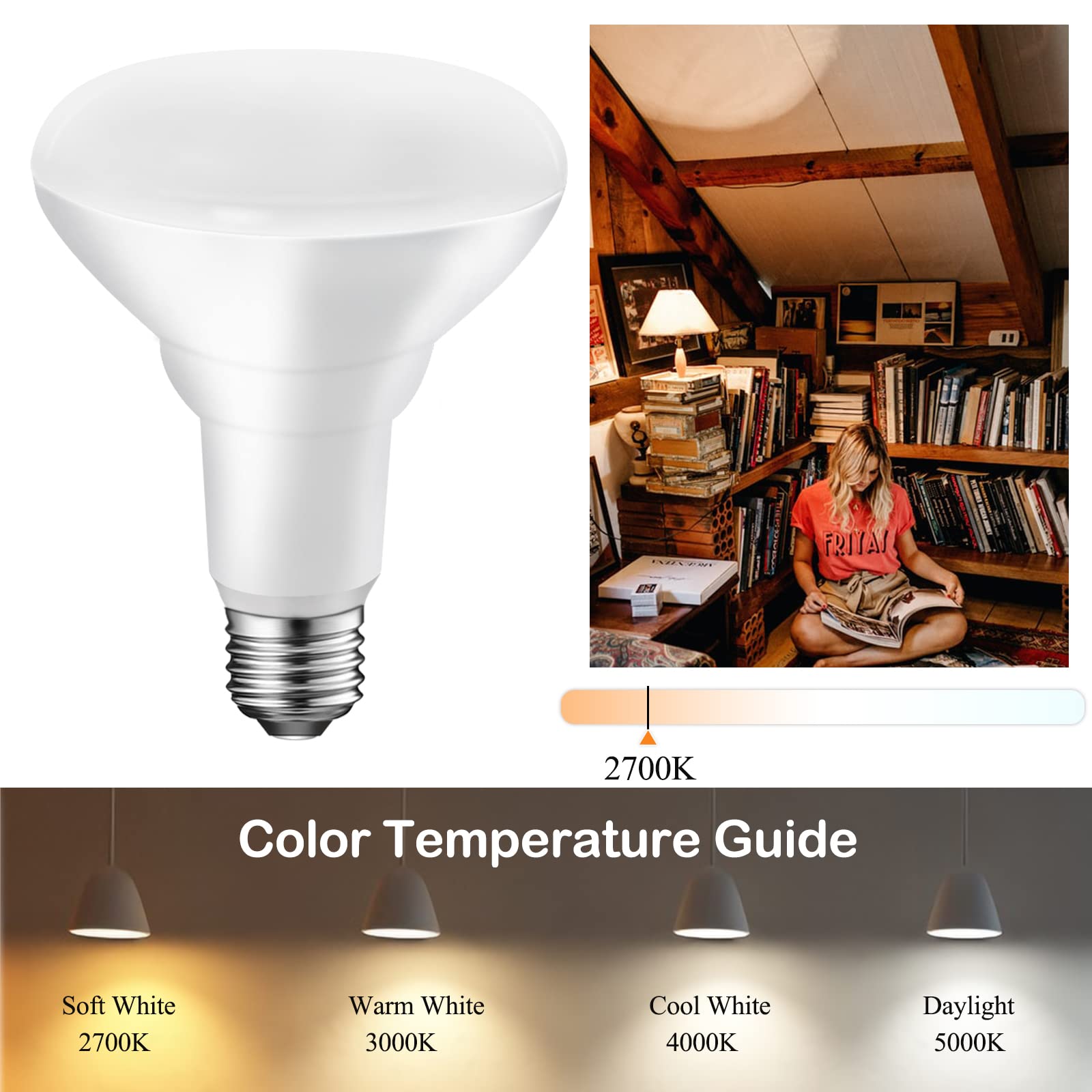 Energetic Br30 Led Recessed Light Bulb, 11W=75W, Dimmable, 2700K Soft White, 900Lm, 6-Pack, Ul Listed