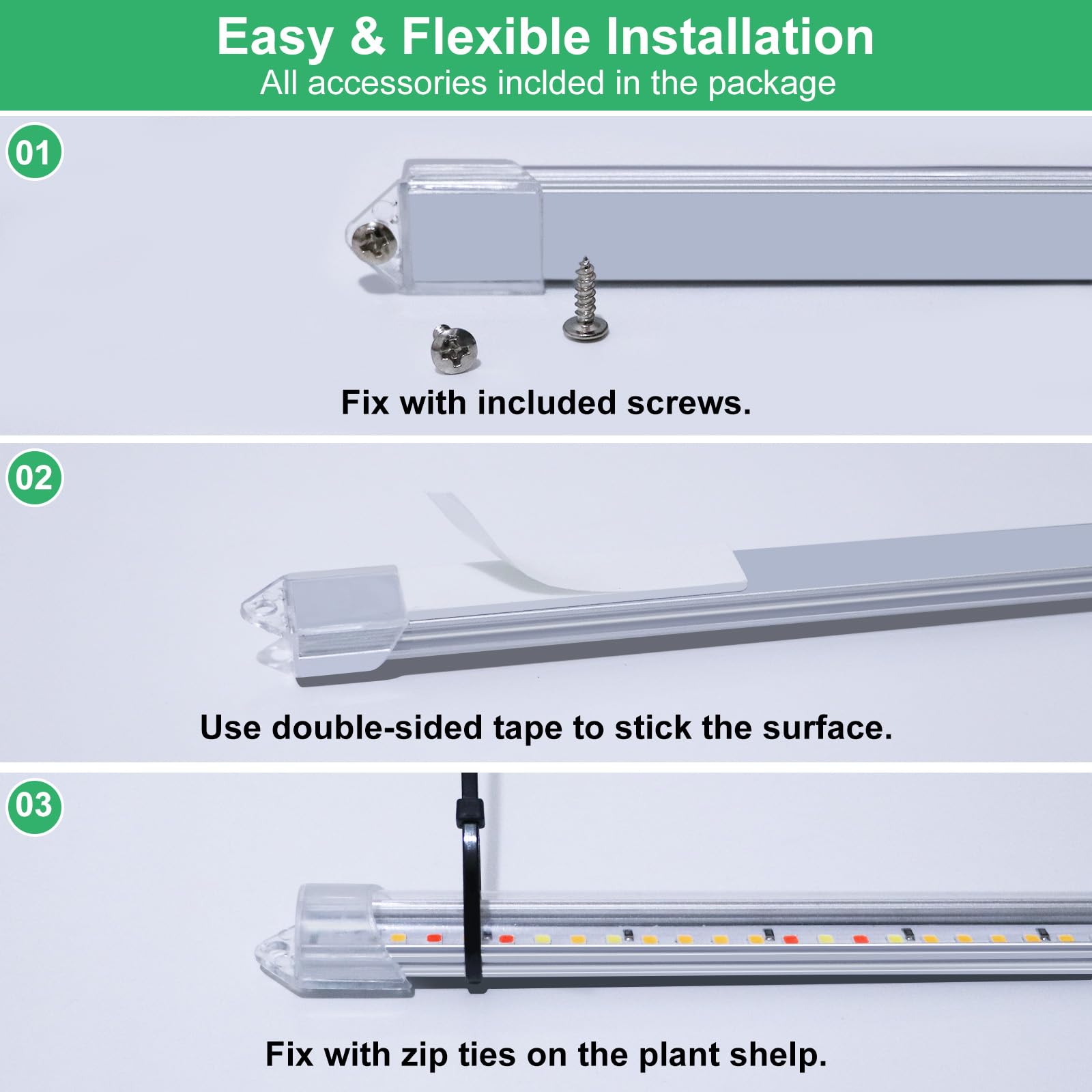 Lpmzmbl 16 In Plant Grow Light Strips,120 Leds Grow Lights For Indoor Plants Full Spectrum With 3/9/12H Timer & 10 Dimmable Levels,Sunlight Plant Growing Lamp For Hydroponics Succulent 2 Heads