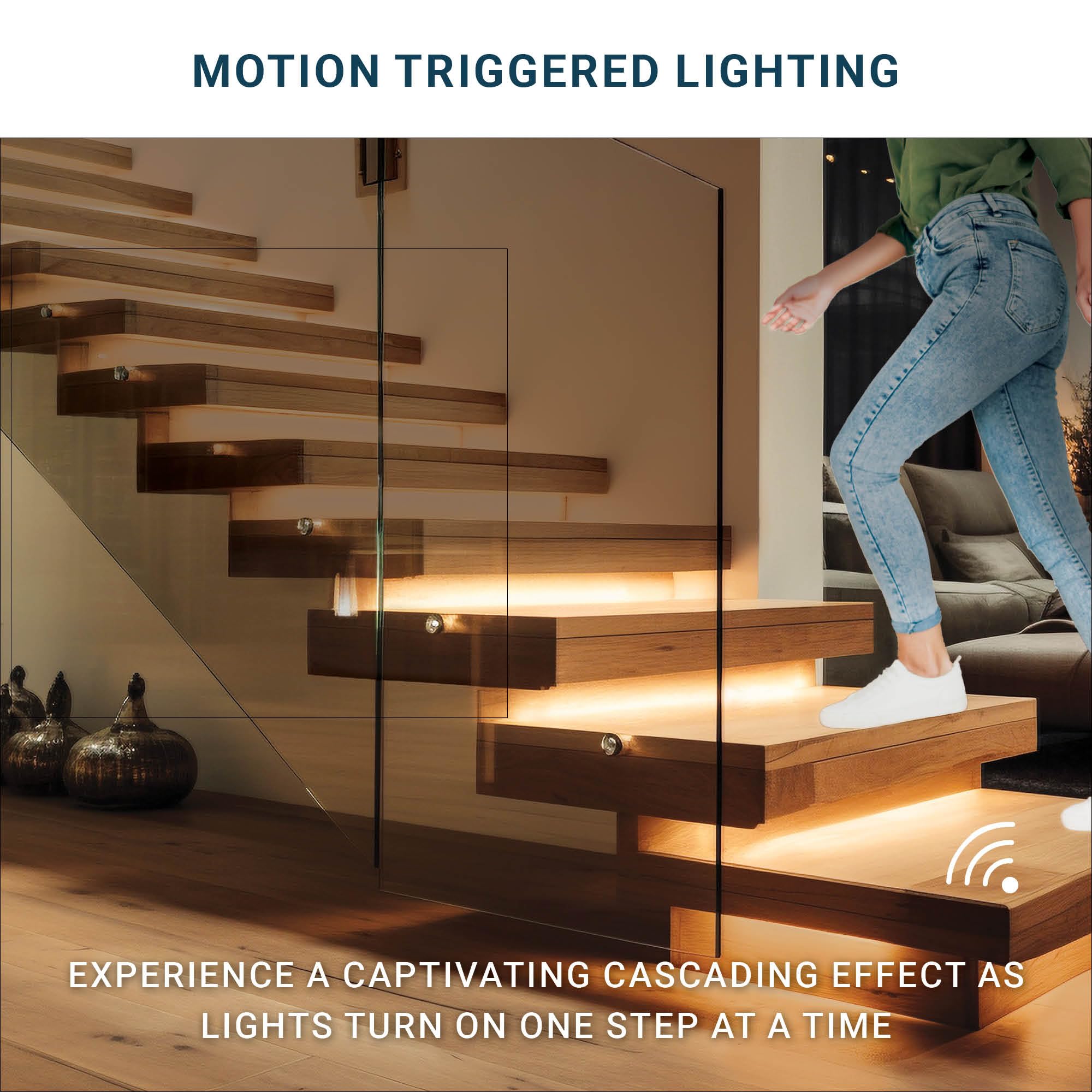 Parmida Intelligent Motion Sensor LED Stair Lighting Kit, 24" Aluminum, RGB & 5CCT, Dimmable, Remote Control, Model PLED-CSTLS-RGB-MCCT-