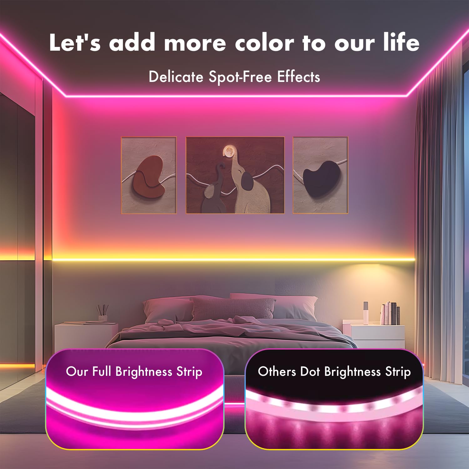 TFZBA LED Strip Lights, RGB 164FT, IP67 Waterproof Neon Rope Lights, Music Sync, Remote Control, for Bedroom, Living, Gaming, Party