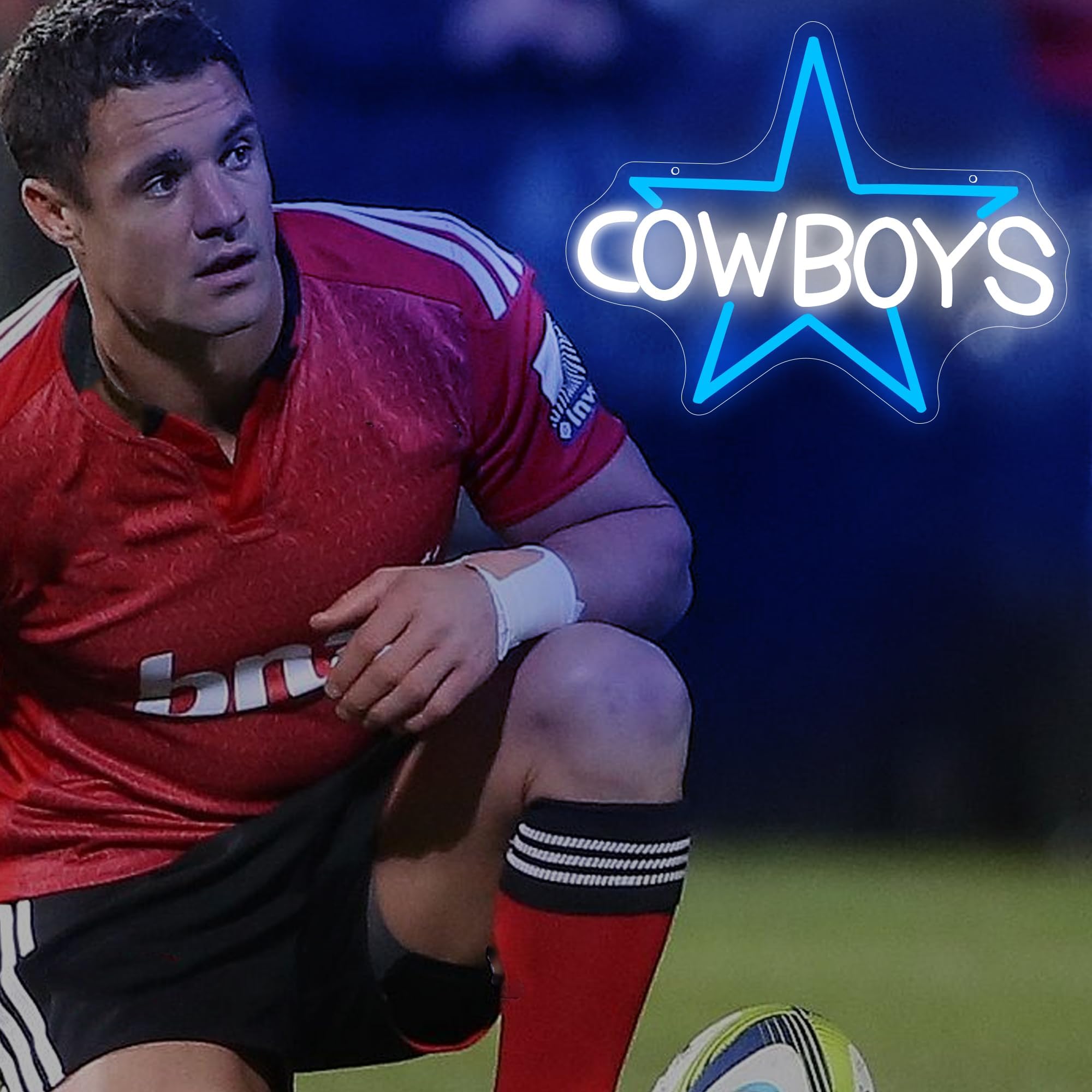 FTMGGDG Football Neon Sign LED Light Wall Decor 16.1x13 inches Acrylic Cowboys Model FMXD800