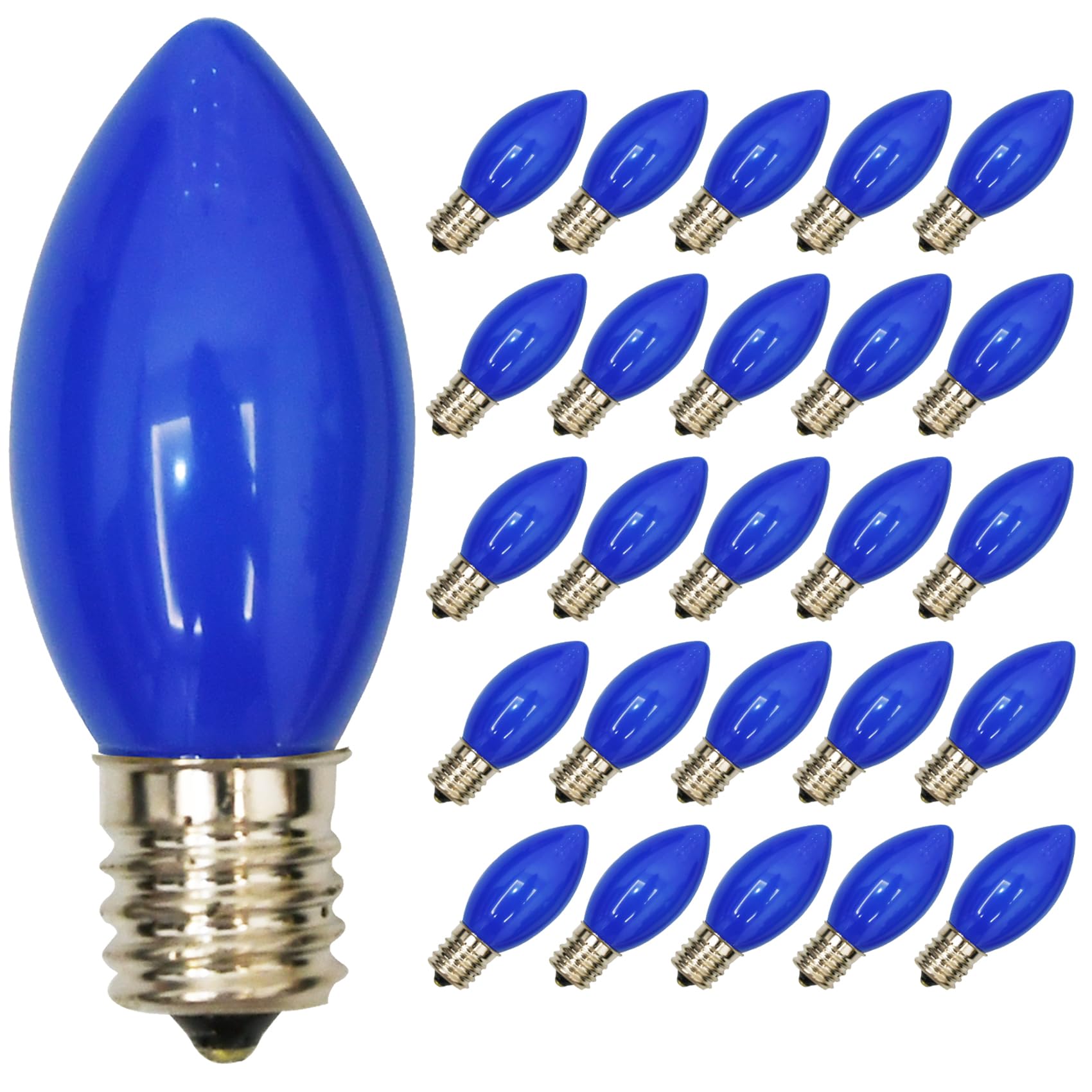 Sunsgne 25 Pack C9 Christmas Replacement Night Light Bulbs, 7 Watt Incandescent Light Bulbs For C9 Christmas String Lights, Cand