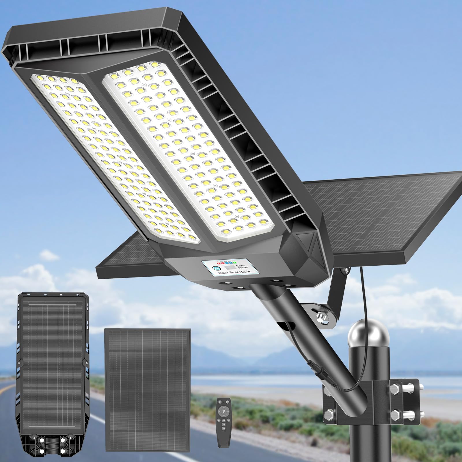 Deepn 2025 New Solar Lights Outdoor 8000W, Solar Street Lights Outdoor IP67 Waterproof Dusk to Dawn 7000K LED Security Flood Lig