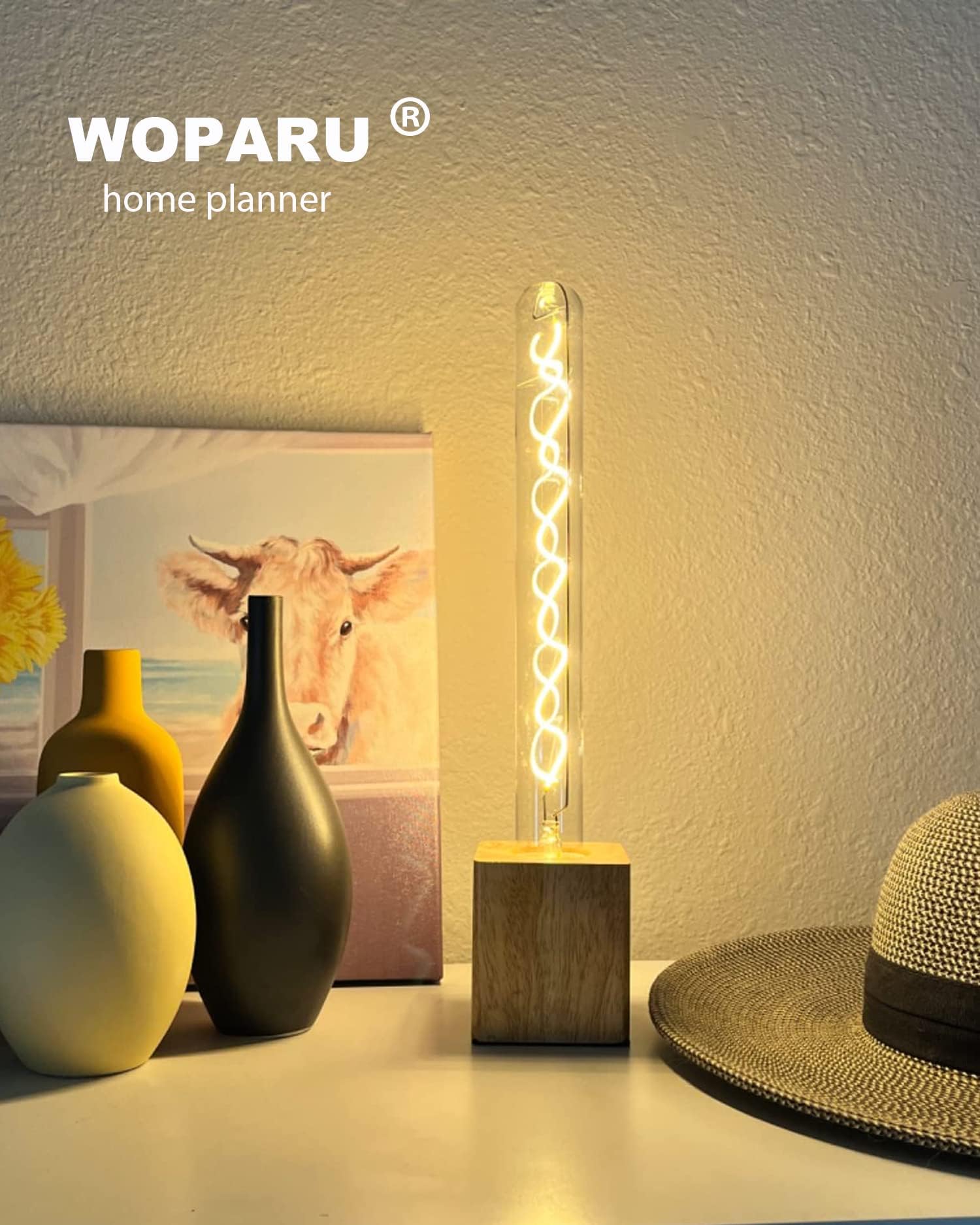 WOPARU Edison Bulb T10/T32 4W Dimmable LED Warm White Amber Gold 2pcs Glass