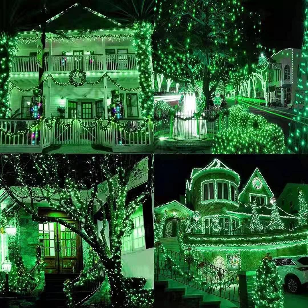 KAQ Solar String Lights, 500LED, 180FT, IP65 Waterproof, 8 Modes, Green, 2 Pack