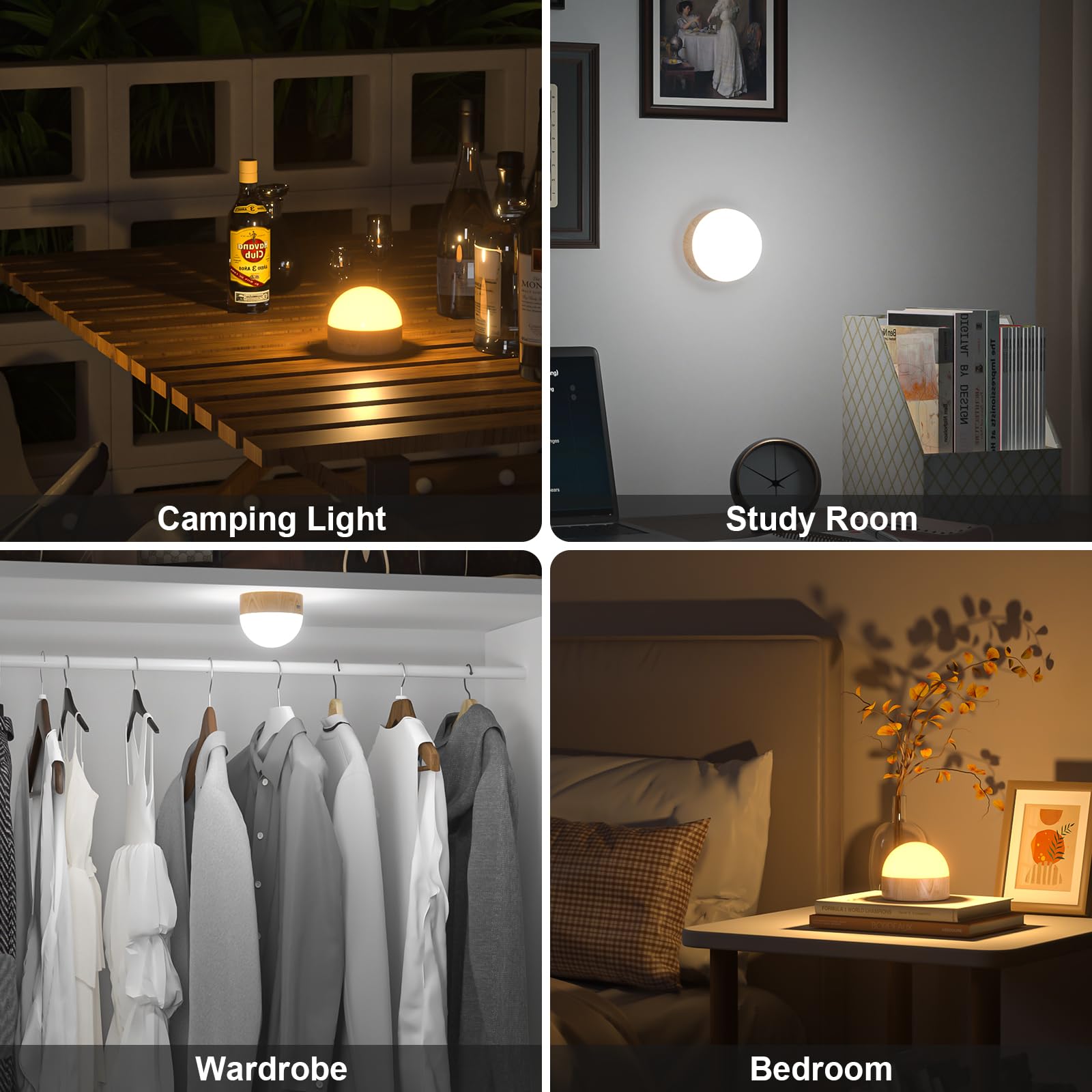 Kintion Portable LED Night Lamp, Dimmable Warm Light, 2 PCS, Brown, Model CL-XY11, Eye-Caring for Kids and mature-themeds