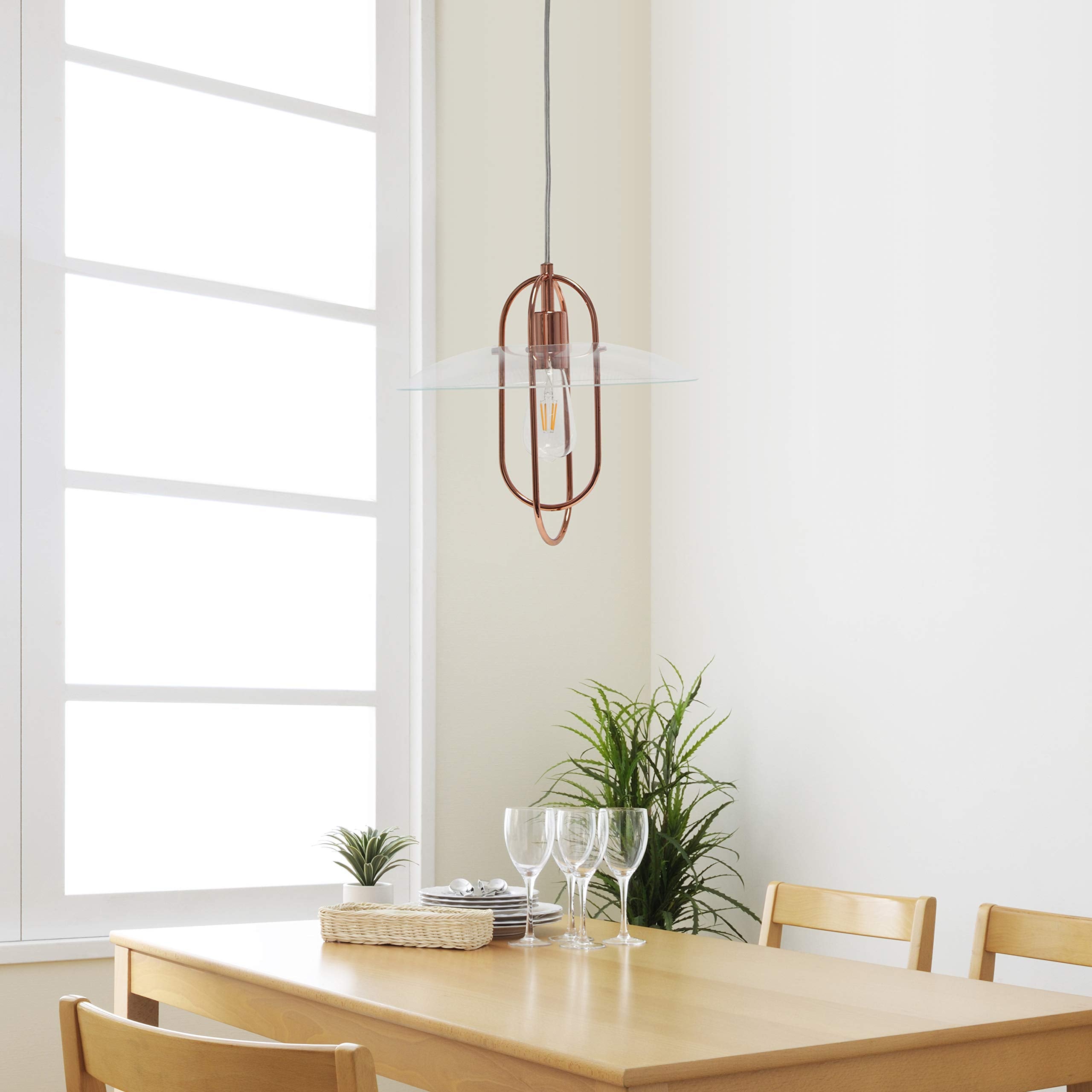 Simple Designs PT1008-RGD Modern Pendant Light, Iron, Rose Gold