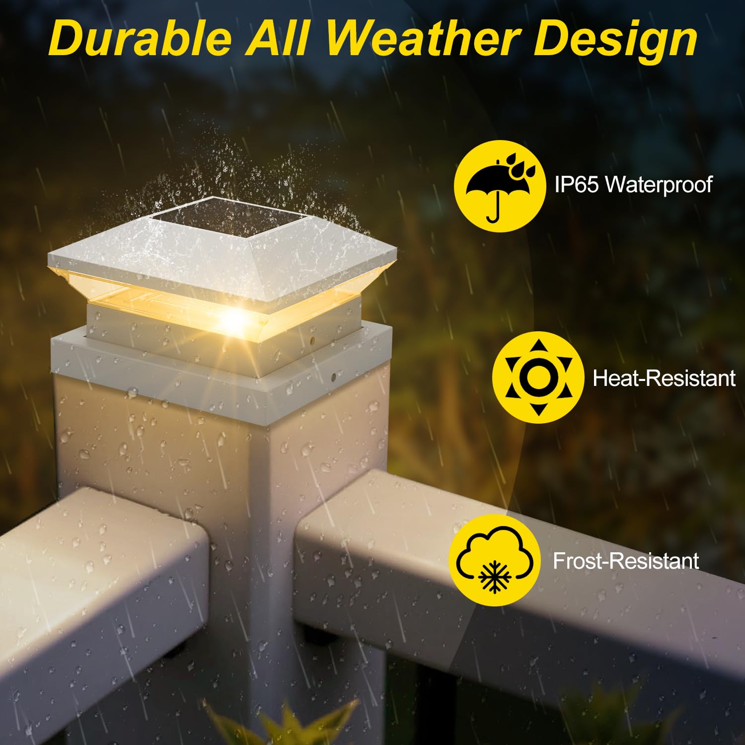 T-Sun Bright Solar Post Cap Lights 6 Pack - Outdoor Waterproof Solar Powered Deck Fence Post Lights For Wooden (4X4/6X6) & Vinyl