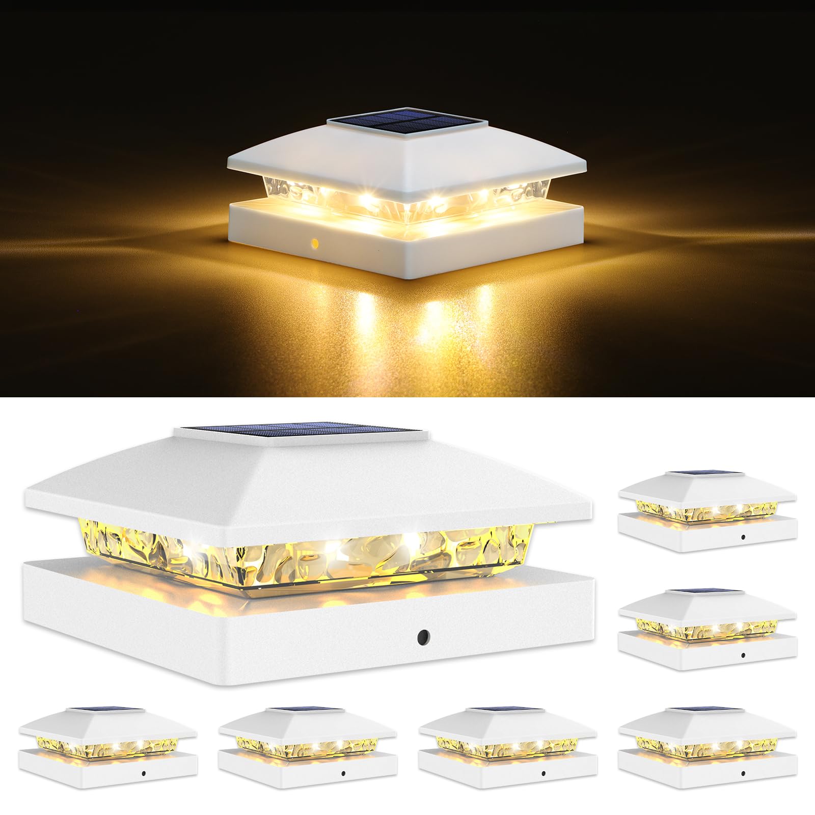 VOLISUN Solar Post Cap Light 6 Pack, Waterproof White Deck Lights, Model 21264ZM for Garden/Patio/Porch